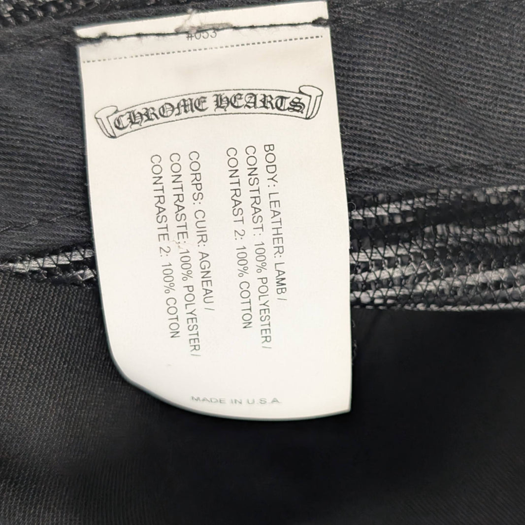 Chrome Hearts Black Leather Cemetery Cross Patch Hat Authenticated Designer