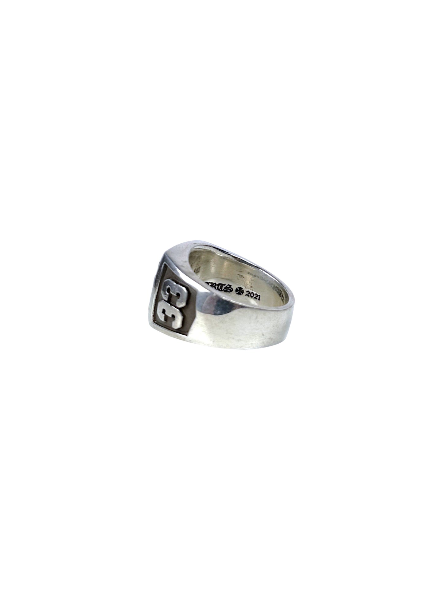 Chrome Hearts Cross Plus Silver Ring Black Diamonds