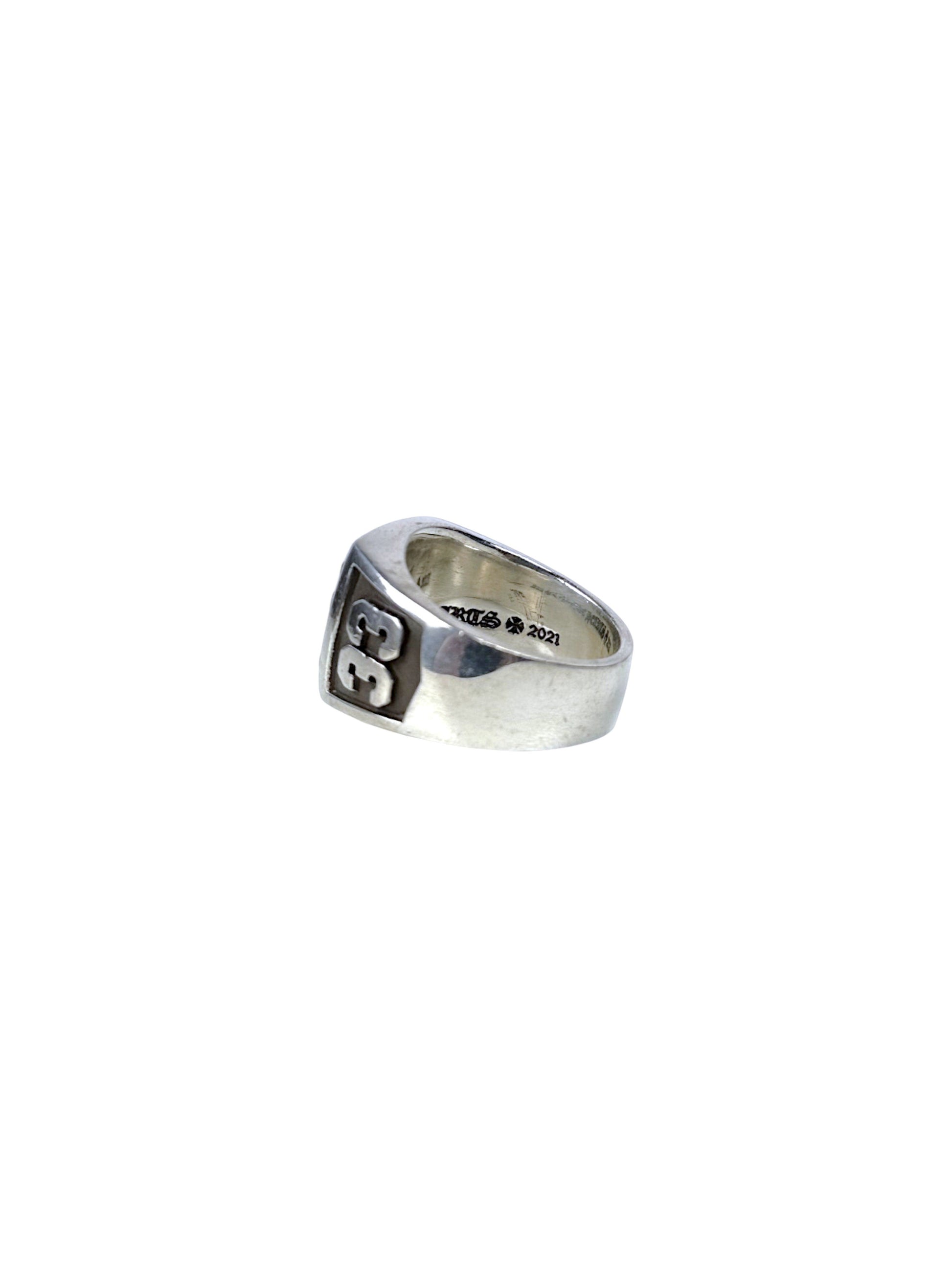 Chrome Hearts Cross Plus Silver Ring Black Diamonds