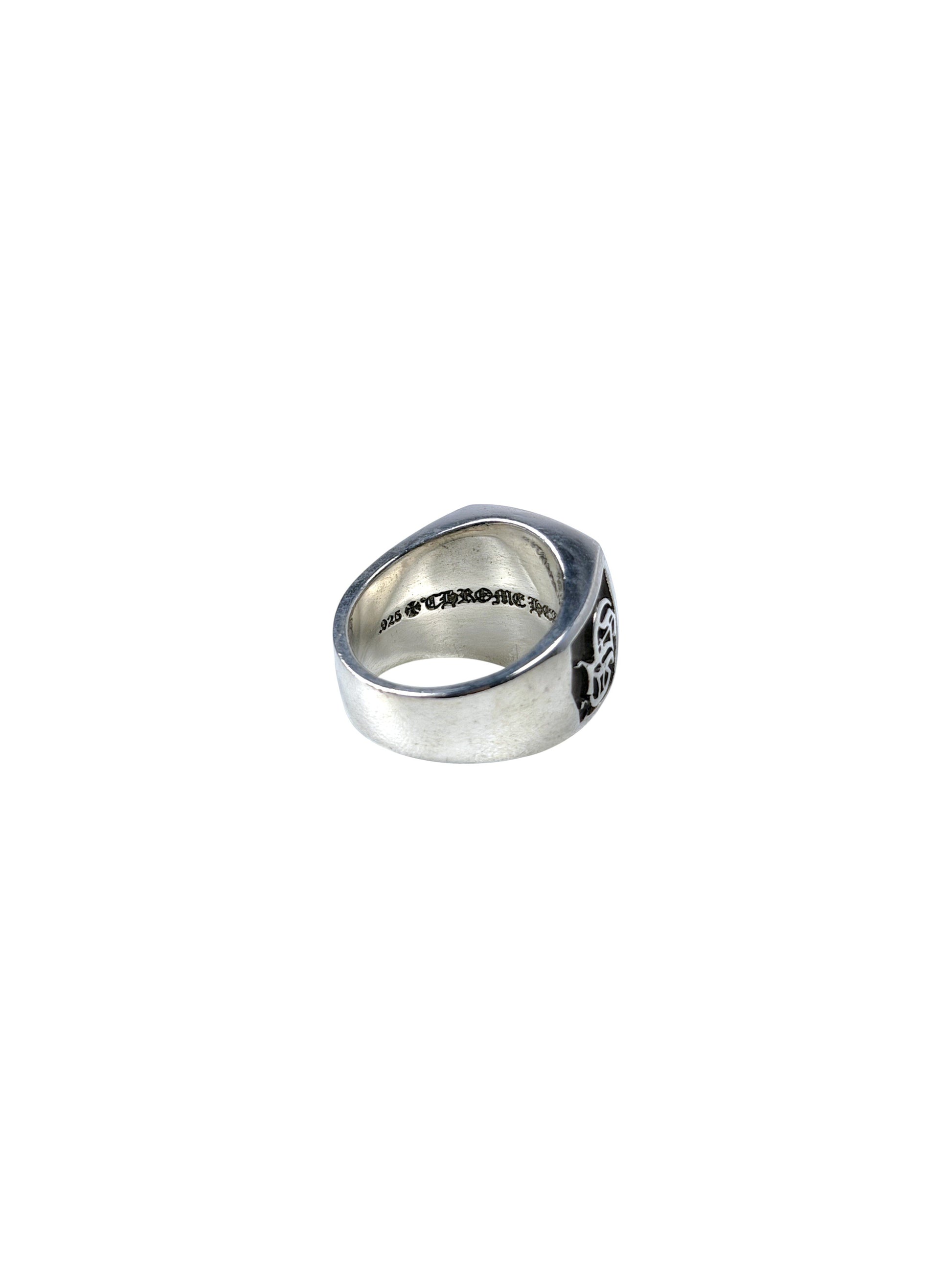 Old English Chrome Hearts Engraved Silver Championship Ring