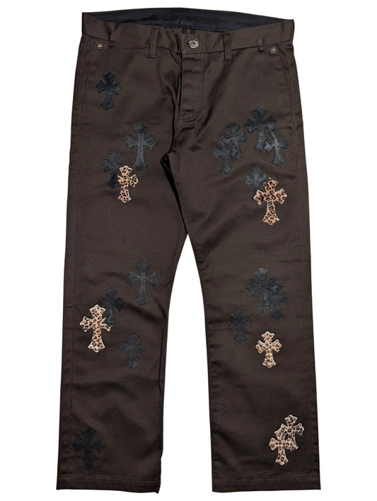 Chrome Hearts Cheetah Cross Patch Chino Pants Brown Authentic Pants