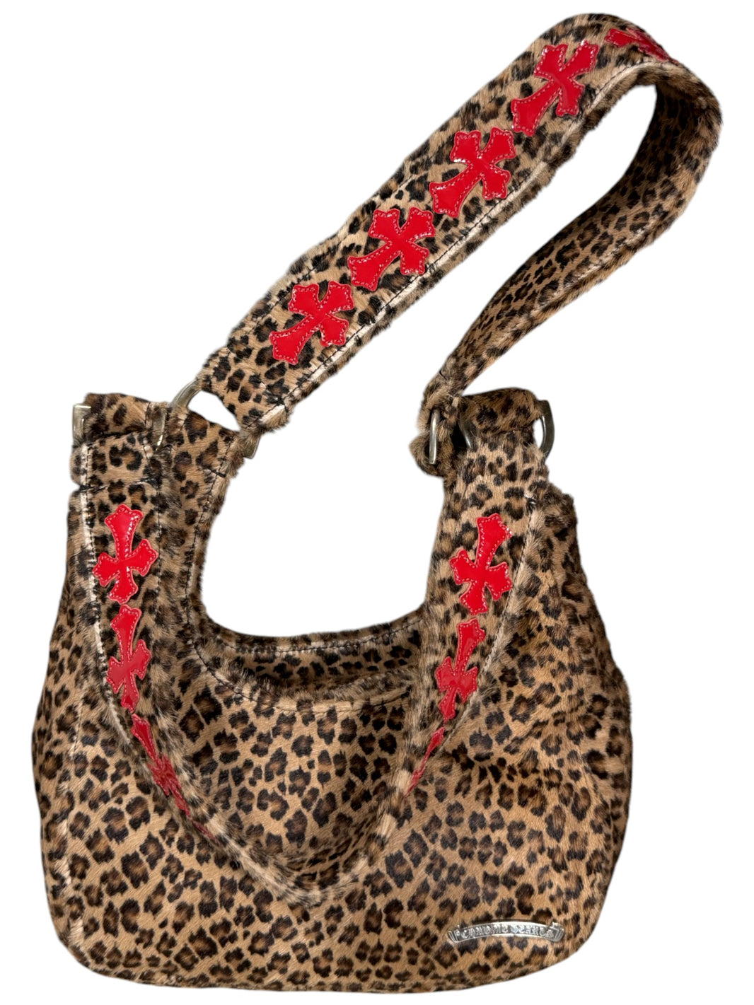 Chrome Hearts Red Cross Patch Cheetah Nip & Tuck Handbag Authenticated Designer