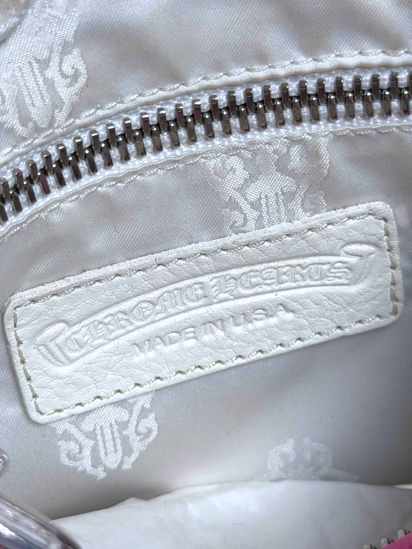 Chrome Hearts Made in USA Leather Logo Tag White Silk Cross Lining
