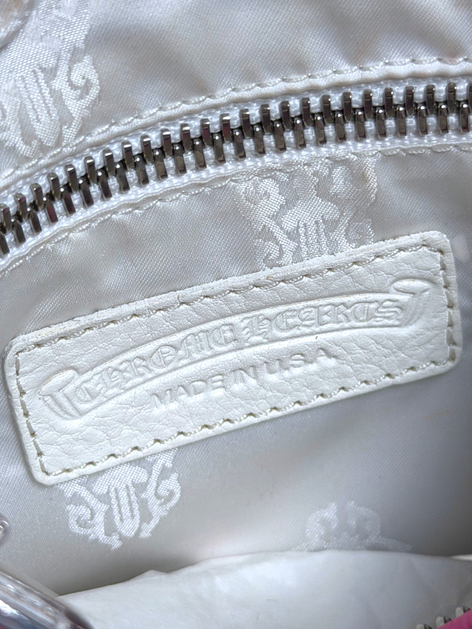 Chrome Hearts Made in USA Leather Logo Tag White Silk Cross Lining