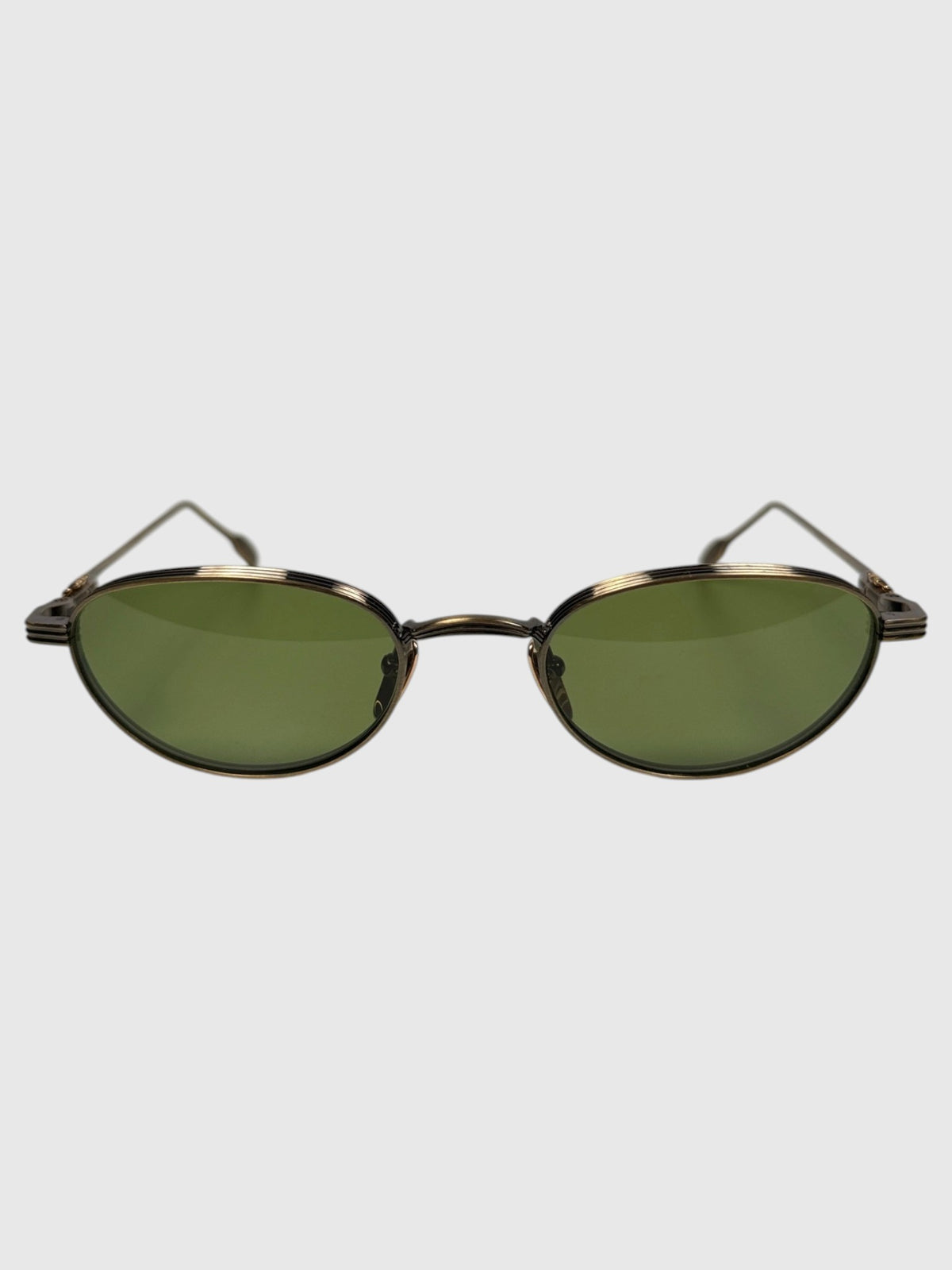 Chrome Hearts Clitorial Sunglasses Antique Gold Oval Frame Green Lenses