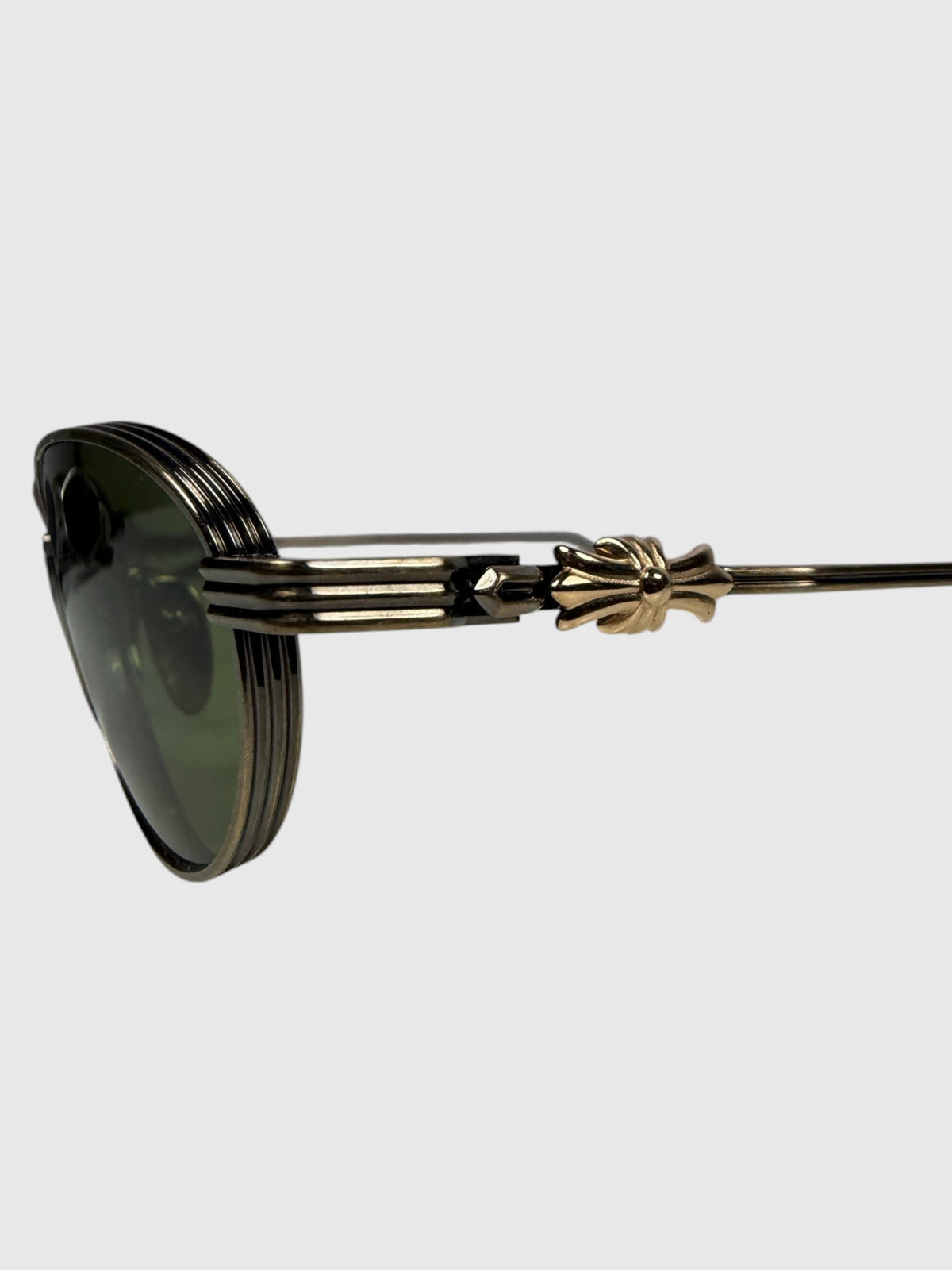 CH Cross Hinge Accents on Chrome Hearts Clitorial Sunglasses Antique Gold