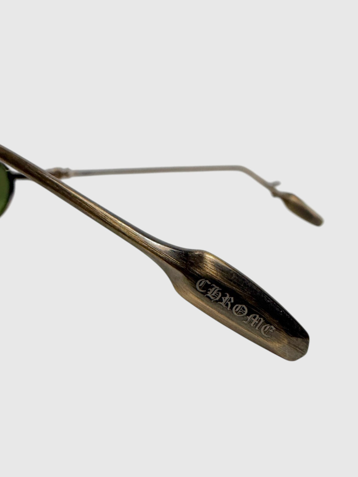 Gothic CHROME Engraved Temple Tip Chrome Hearts Antique Gold Sunglasses