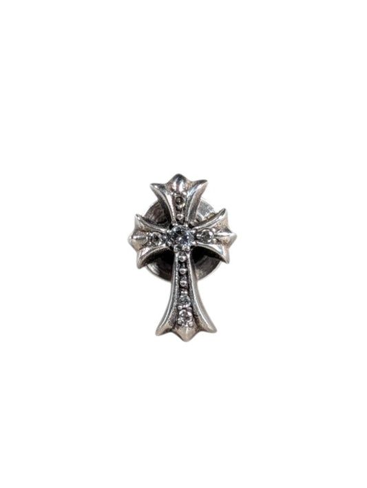 Chrome Hearts Silver Cross Fat Stud Pave Diamond Earrings Authentic Earrings