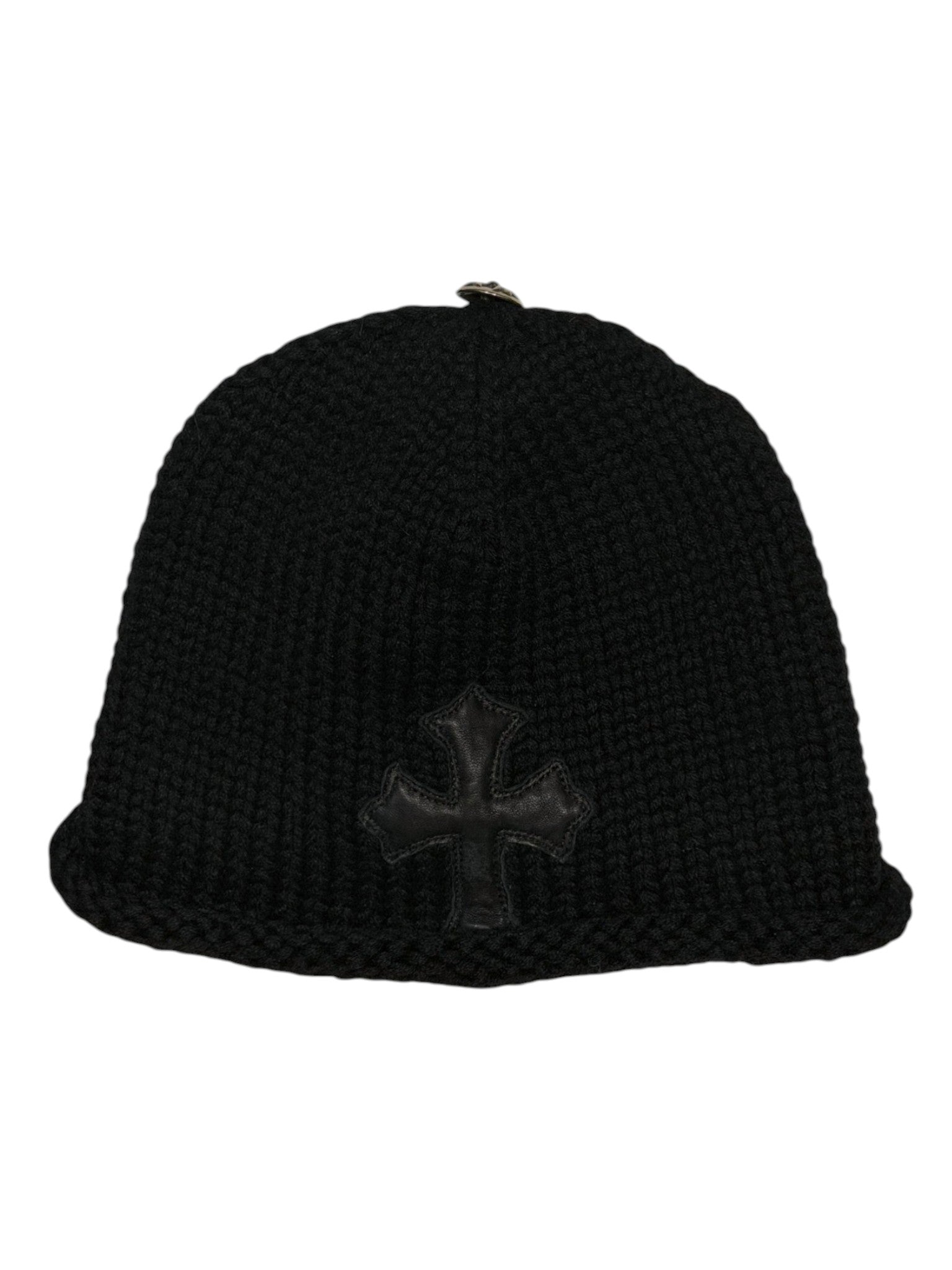 Chrome Hearts Black Cross Patch Beanie Leather
