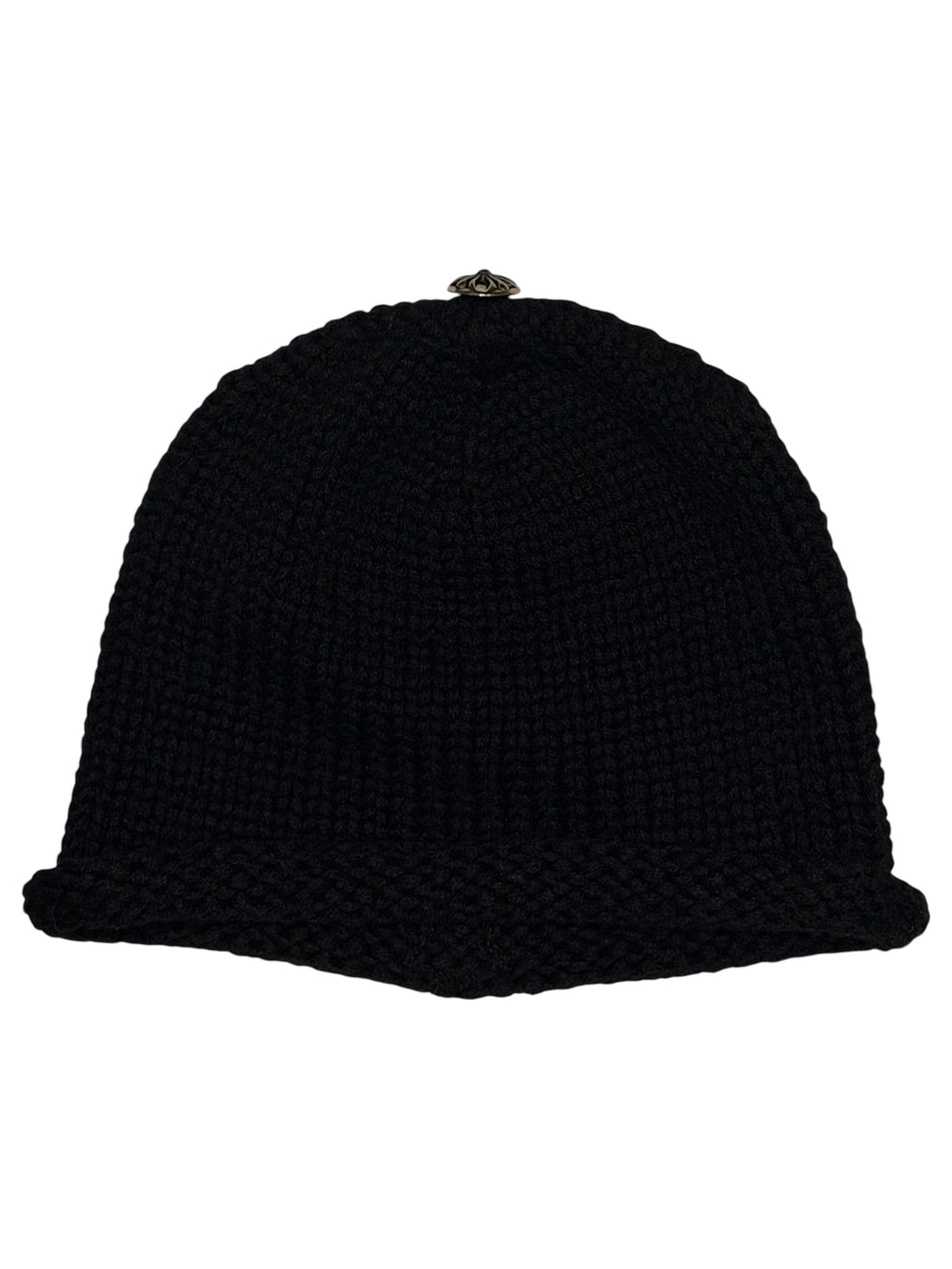 Rare Chrome Hearts Black Wool Hat Leather Patch