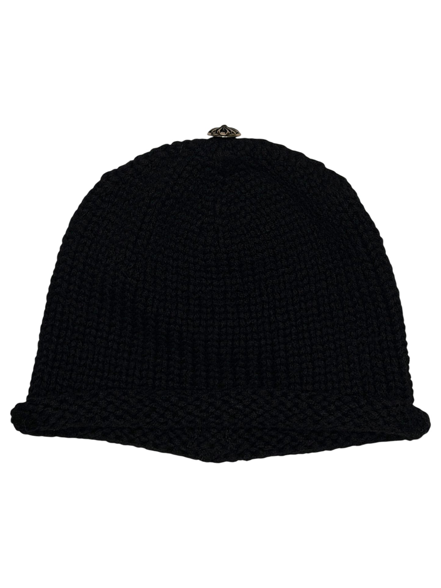 Rare Chrome Hearts Black Wool Hat Leather Patch