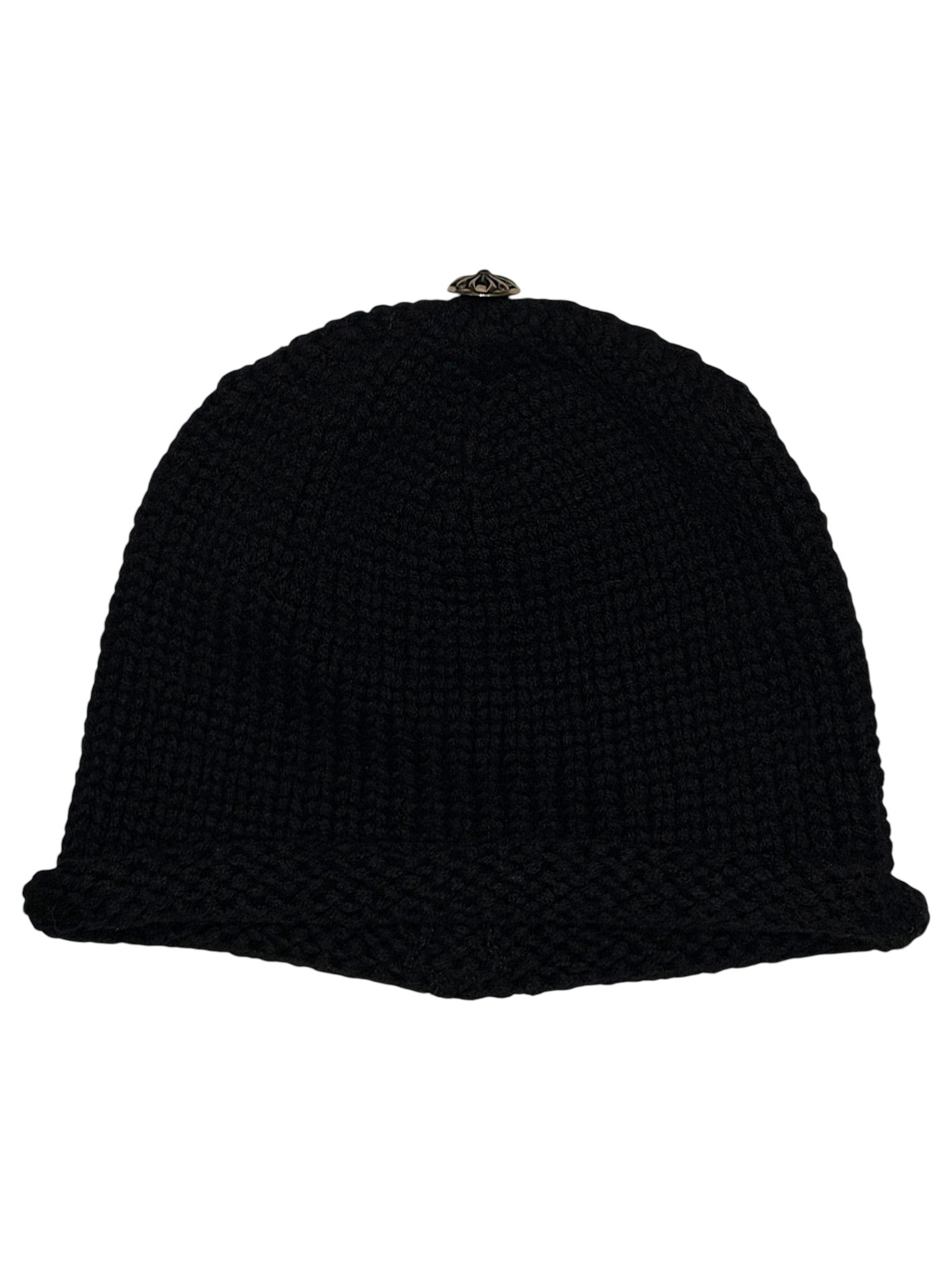 Rare Chrome Hearts Black Wool Hat Leather Patch