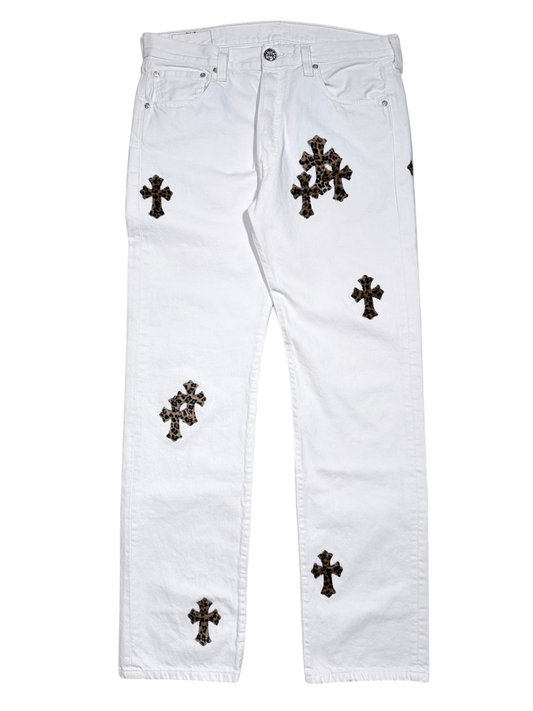 Chrome Hearts Cheetah Cross Patch White Levi's Jeans Authentic Jeans