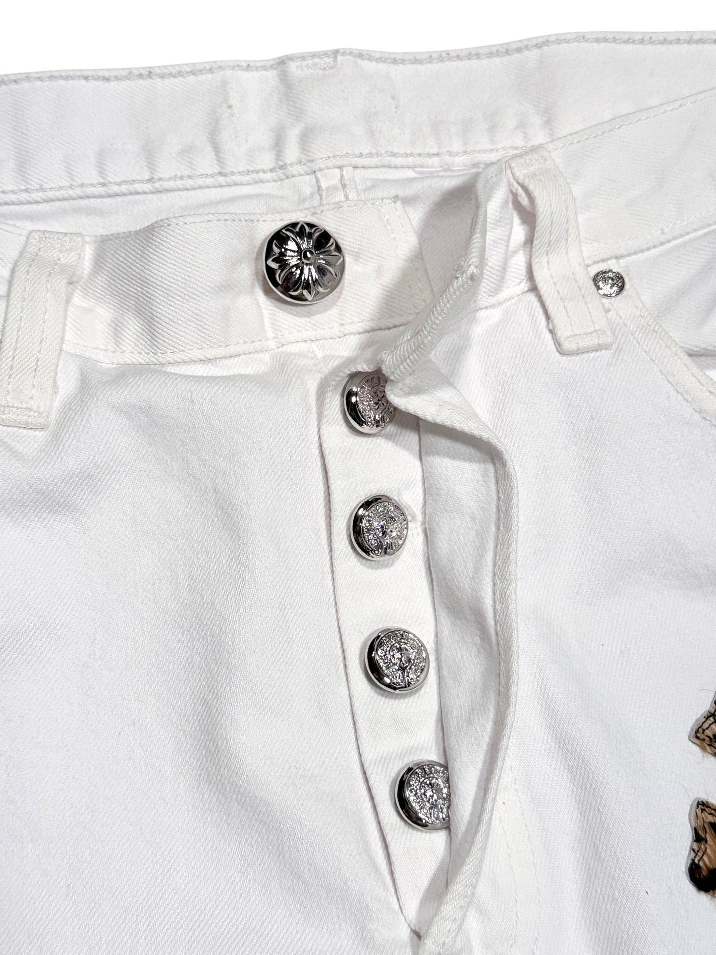 Chrome Hearts Cheetah Cross Patch White Levi's Jeans Luxury Streetwear