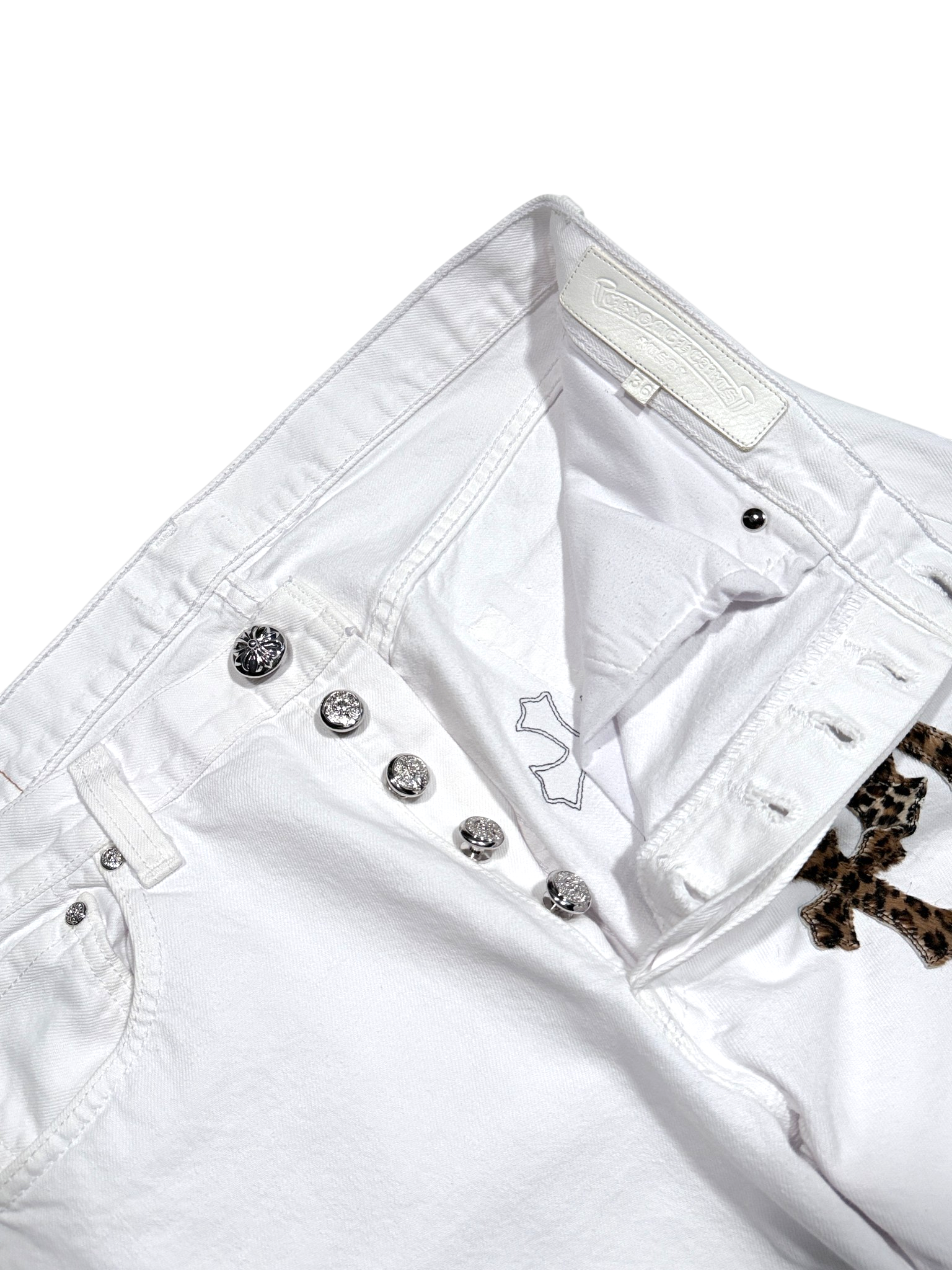 Chrome Hearts Cheetah Cross Patch White Levi's Jeans Authenticated Designer