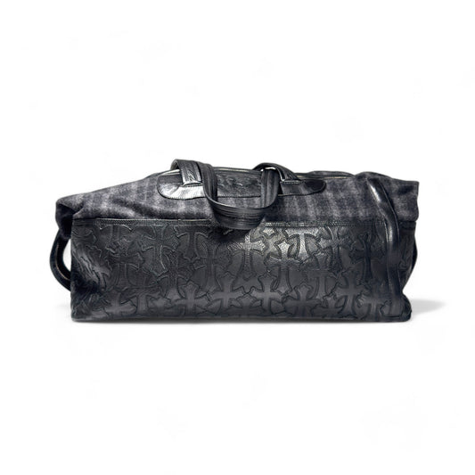 Chrome Hearts Cemetery Cross Patch Plaid Flannel Duffle Bag