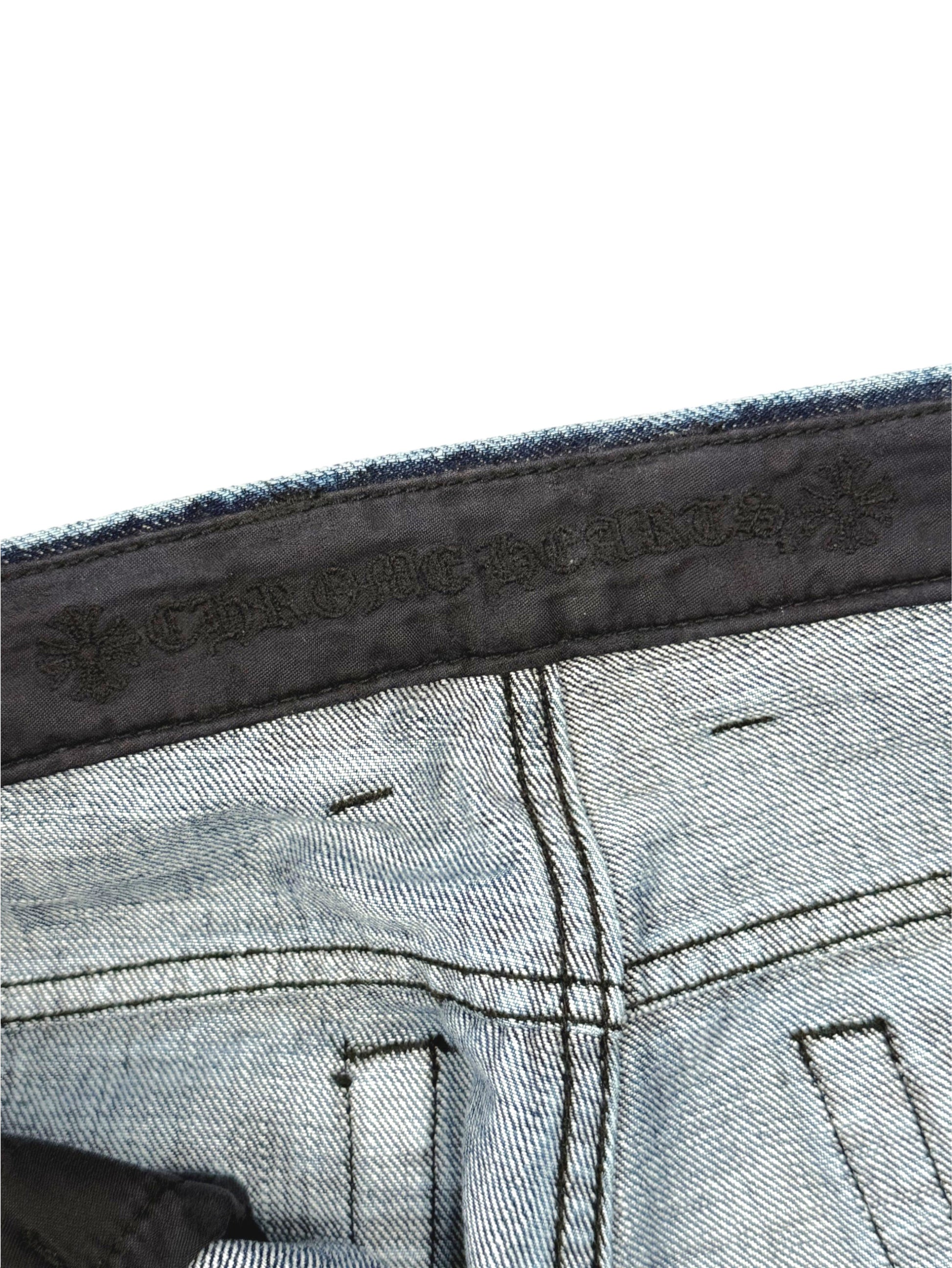 Chrome Hearts Denim Waistband with Sterling Silver Cross Button