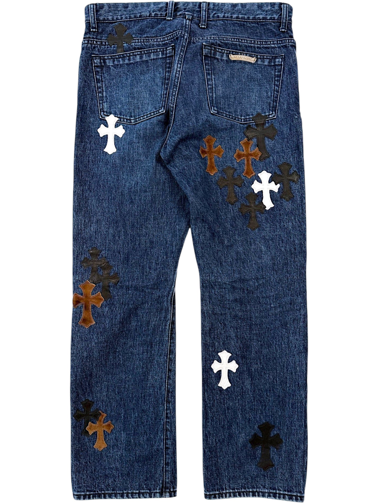 Chrome Hearts Cross Patch Jeans Back Pocket Silver Plate