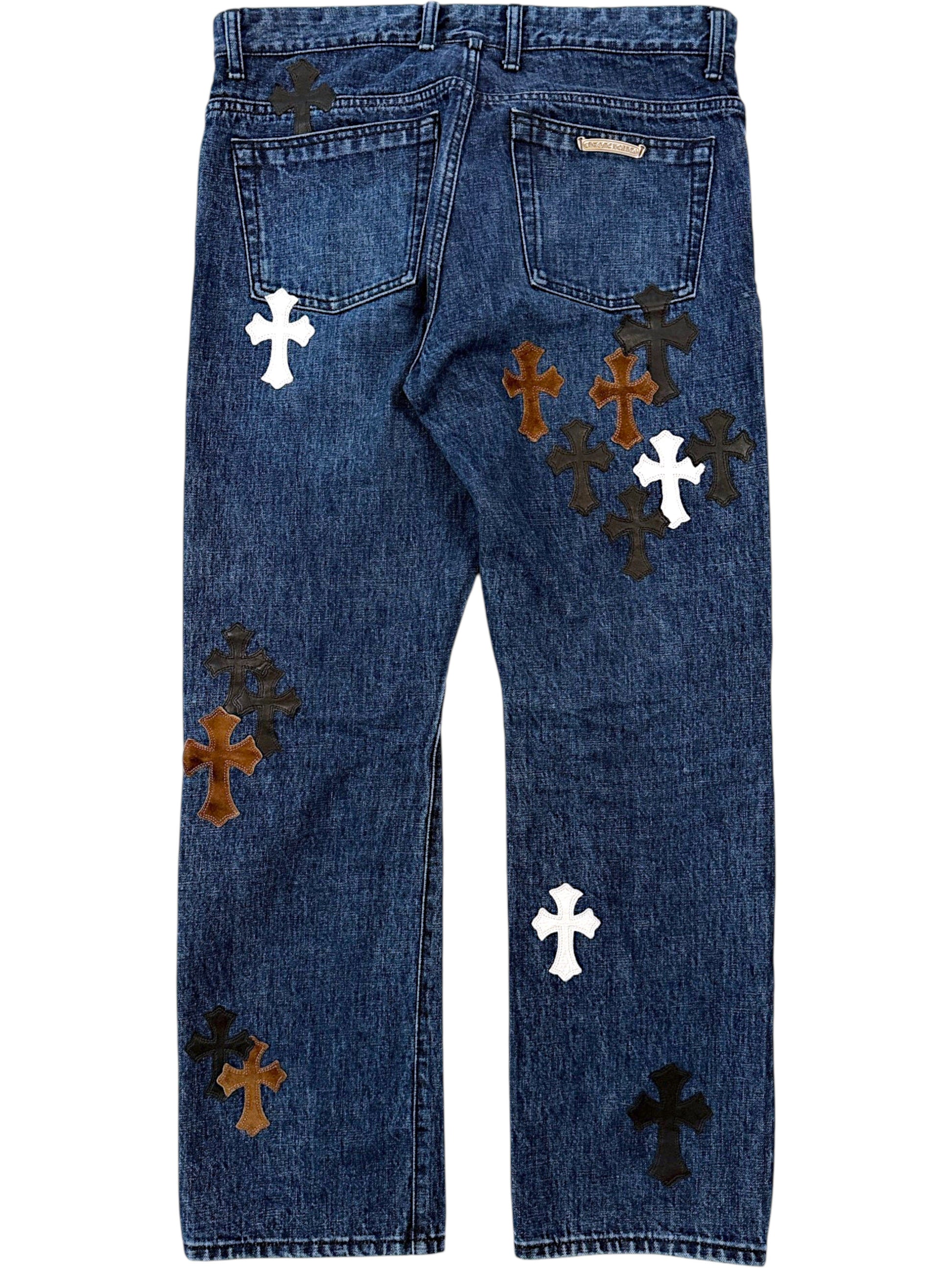 Chrome Hearts Cross Patch Jeans Back Pocket Silver Plate