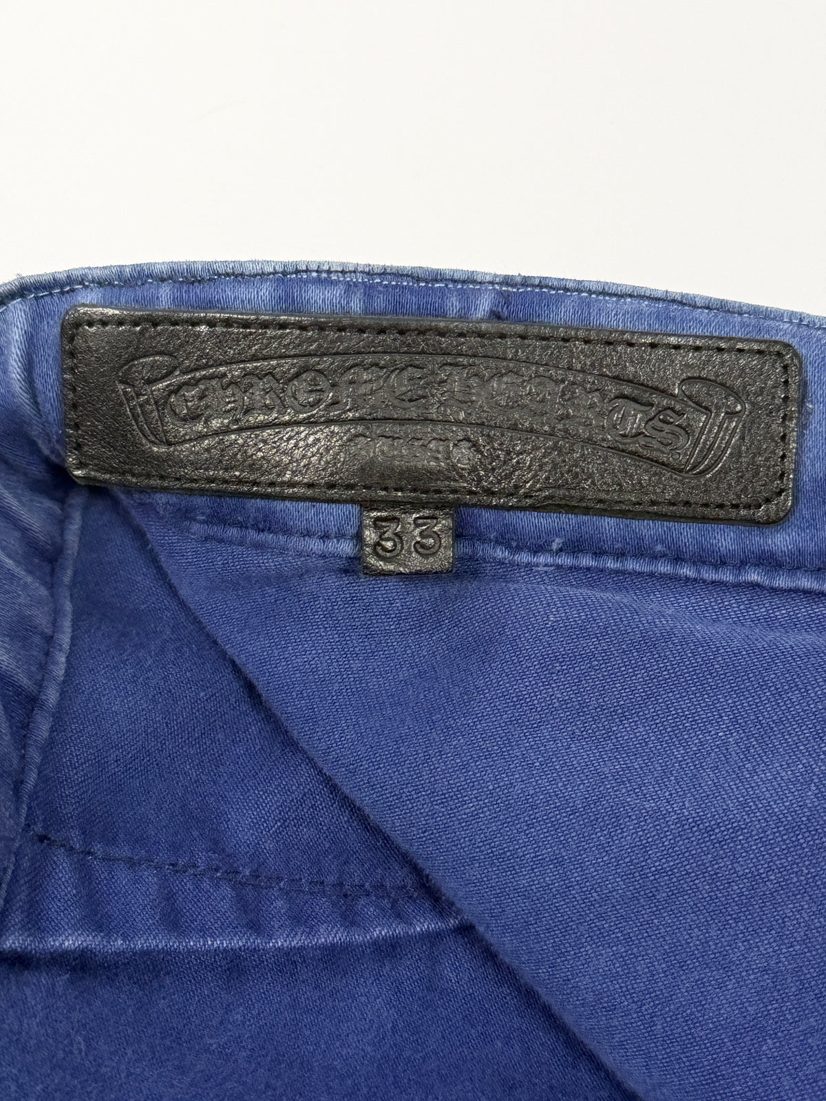 Scroll Logo Chrome Hearts Pants Size 33 Blue Cotton