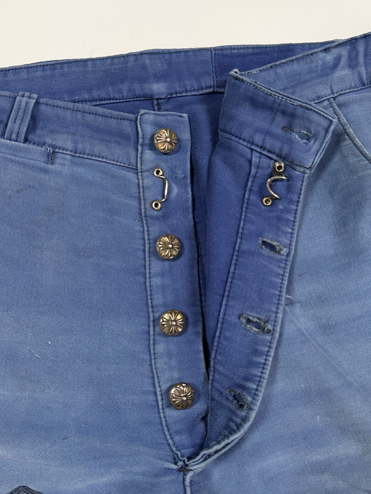 Button Fly Chrome Hearts French Workwear Trousers Blue