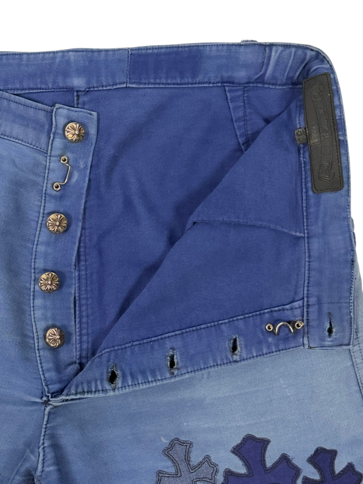 Leather Scroll Label Chrome Hearts Cross Patch Trousers