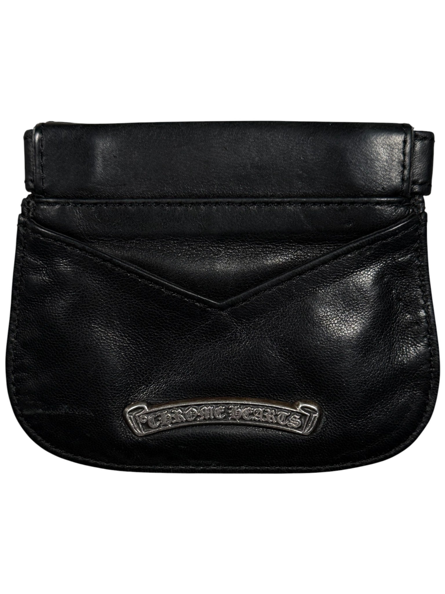Chrome Hearts Cross Patch Coin Pouch Wallet Snap Back Sterling Silver Hardware