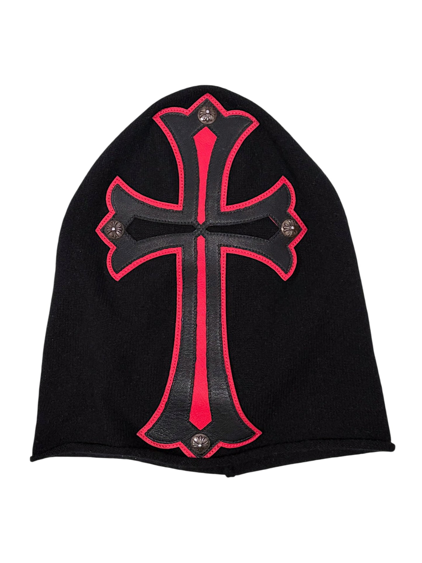 Mask Beanie Chrome Hearts Red Black Cross Patch Cashmere