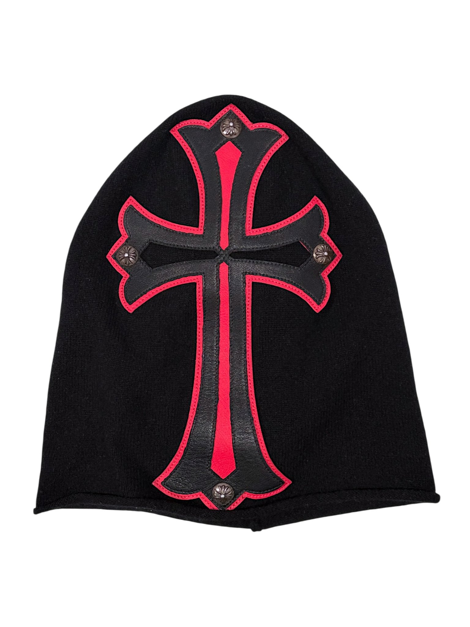 Mask Beanie Chrome Hearts Red Black Cross Patch Cashmere