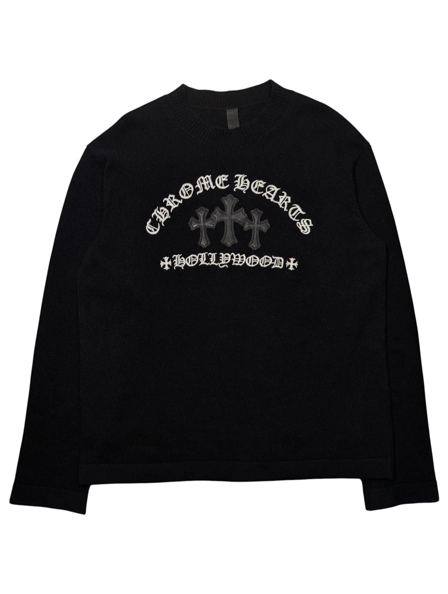 Triple Cross Leather Patch Cashmere Sweater