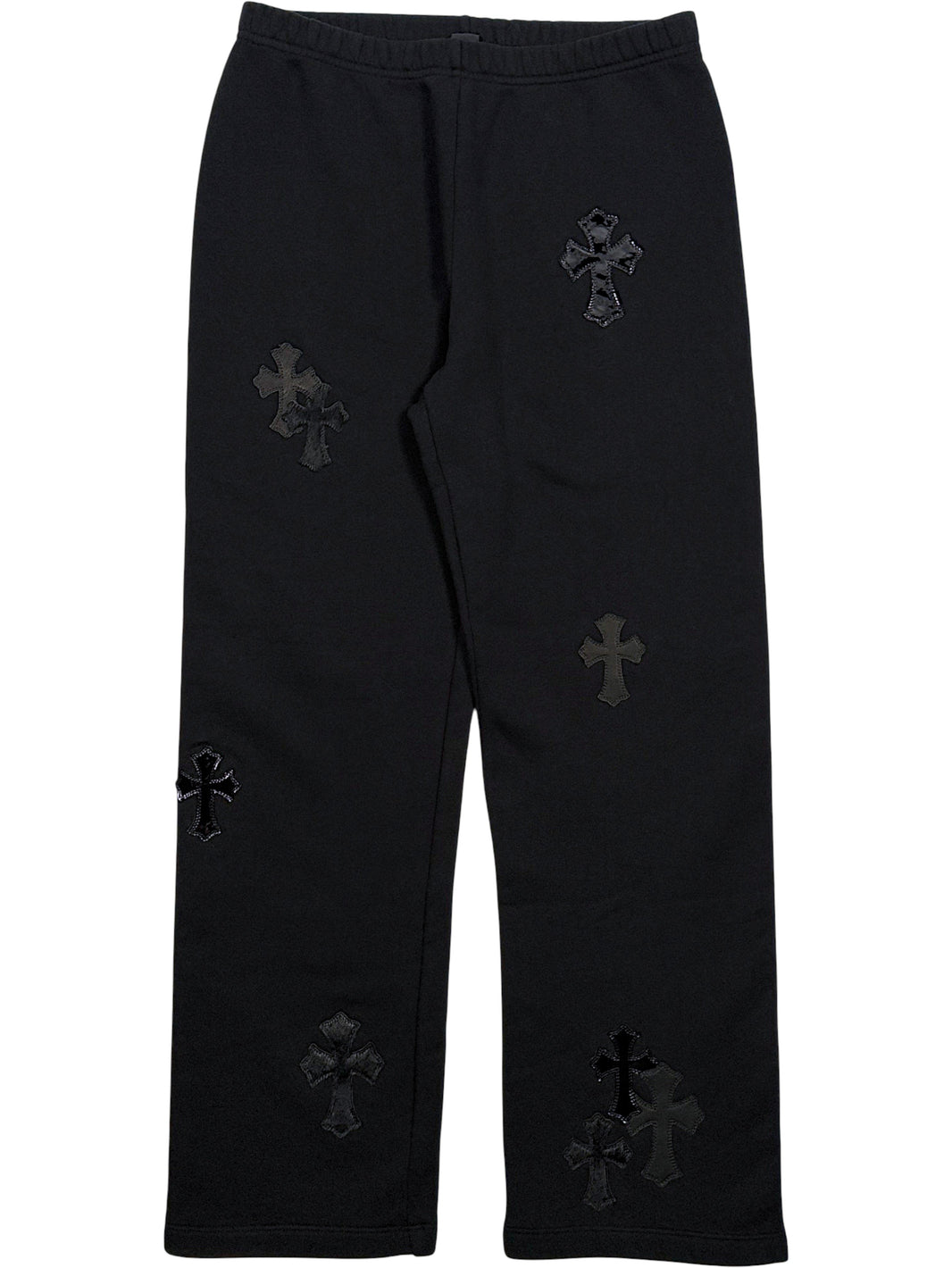 Chrome Hearts Cross Patch Sweatpants Black Leather Crosses