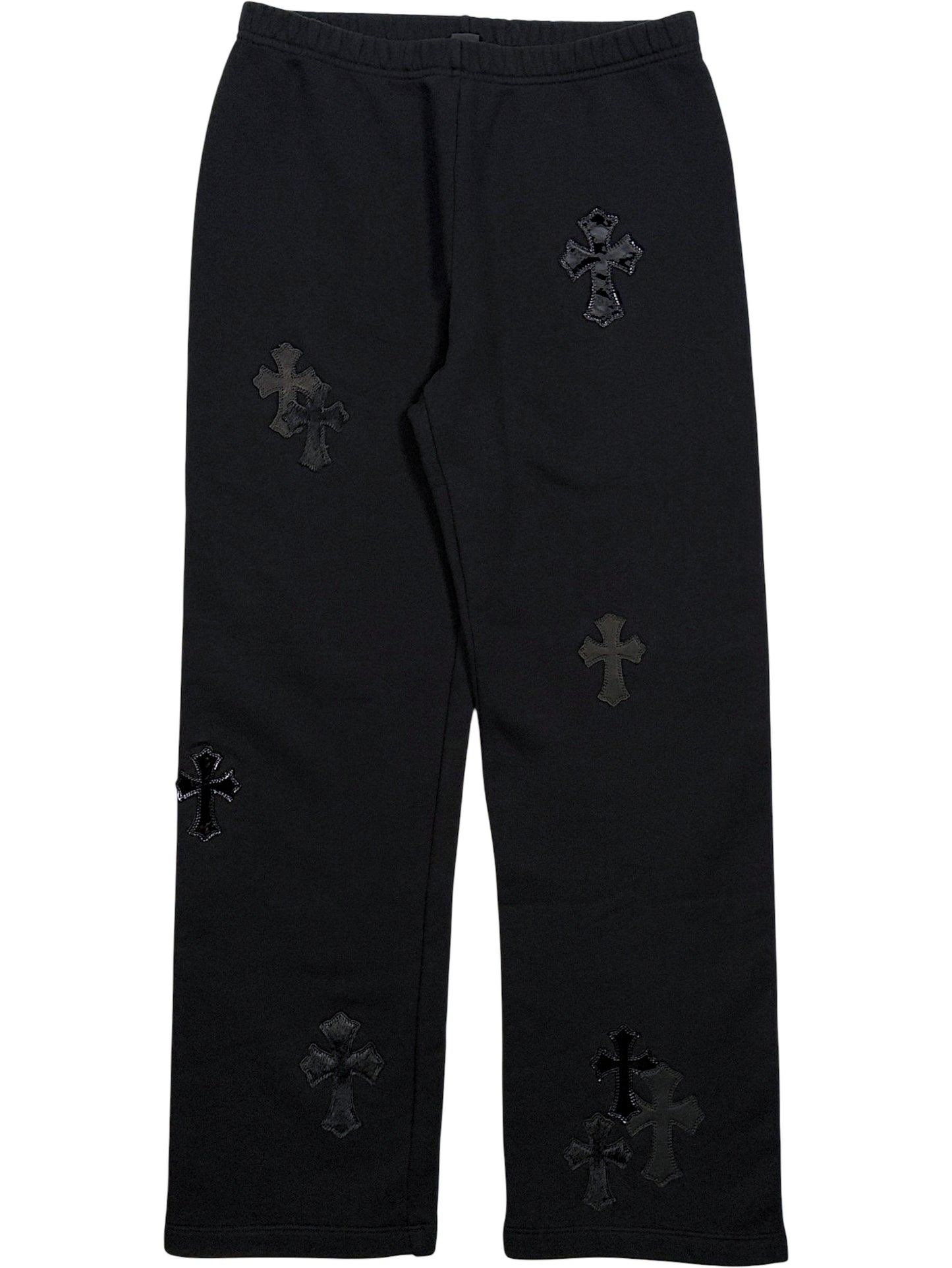 Chrome Hearts Cross Patch Sweatpants Black Leather Crosses