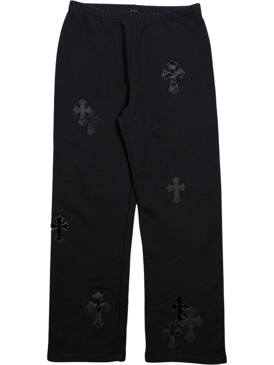 Chrome Hearts Cross Patch Sweatpants Black Leather Crosses