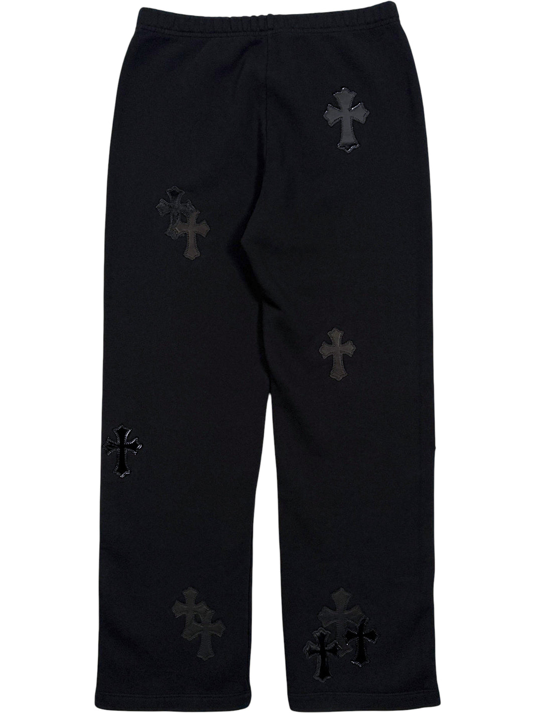 Cow Hair and Leather Cross Patches Chrome Hearts Black Sweatpants