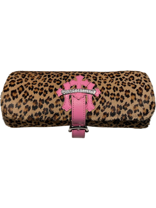 Chrome Hearts Cross Patch Watch Roll Pink Cheetah Calf Hair