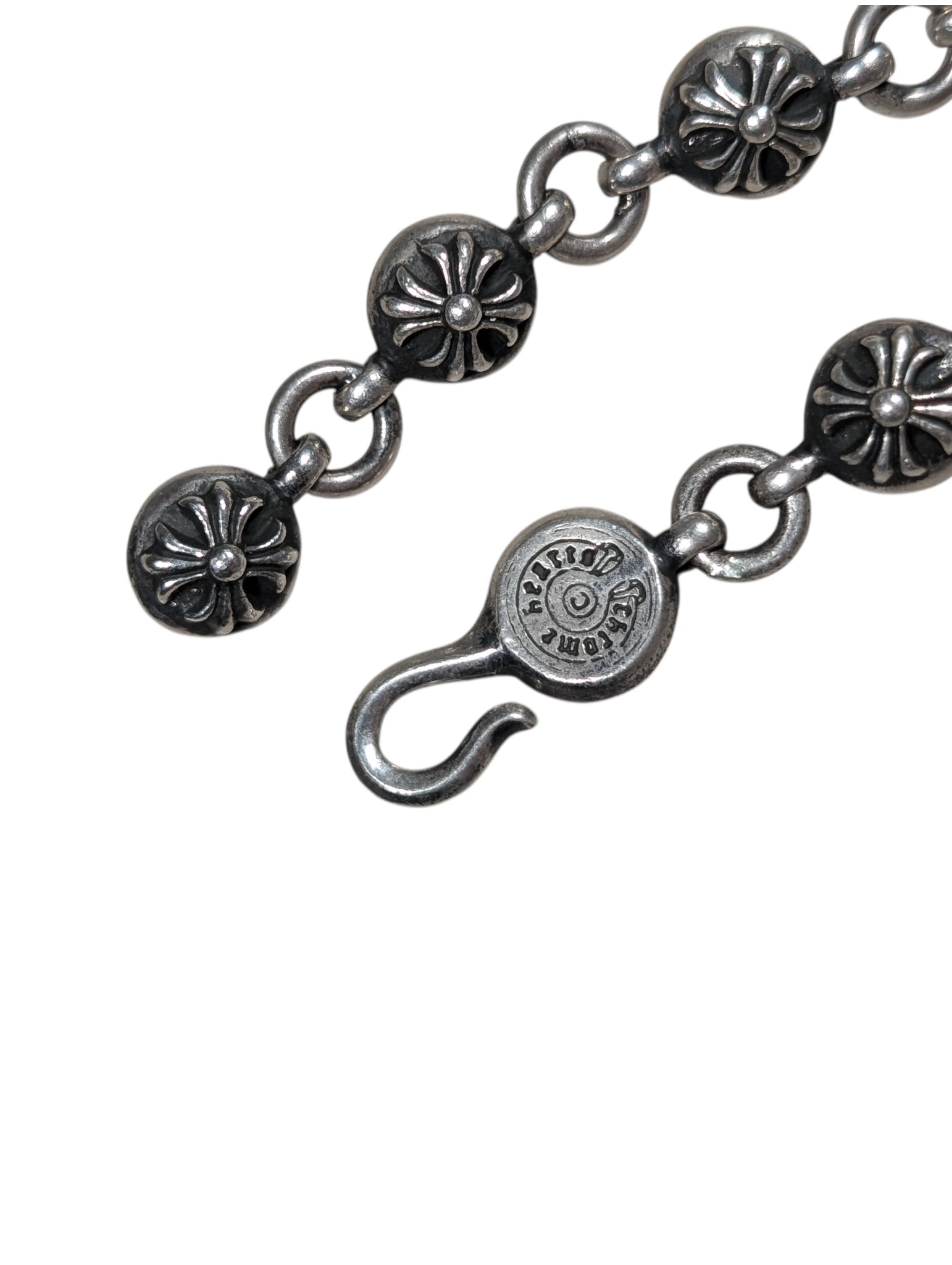 Chrome Hearts Cross Ball Necklace Sterling Silver Chain 22 Link