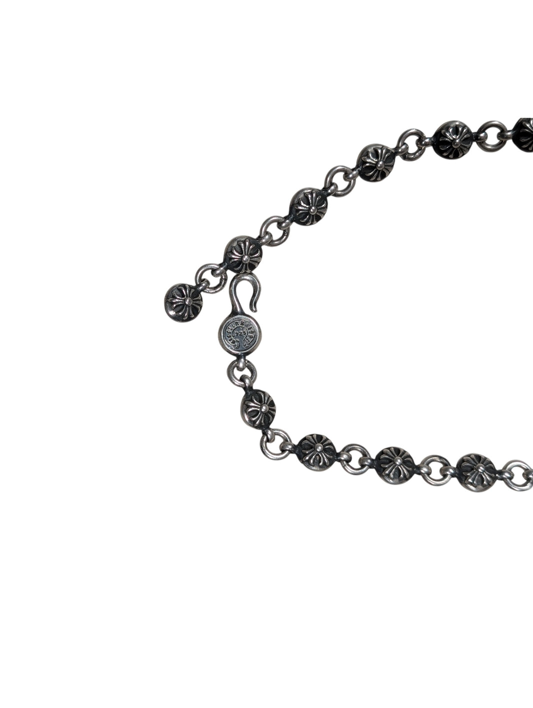 Chrome Hearts Silver Cross Ball Necklace Sterling Silver Hardware