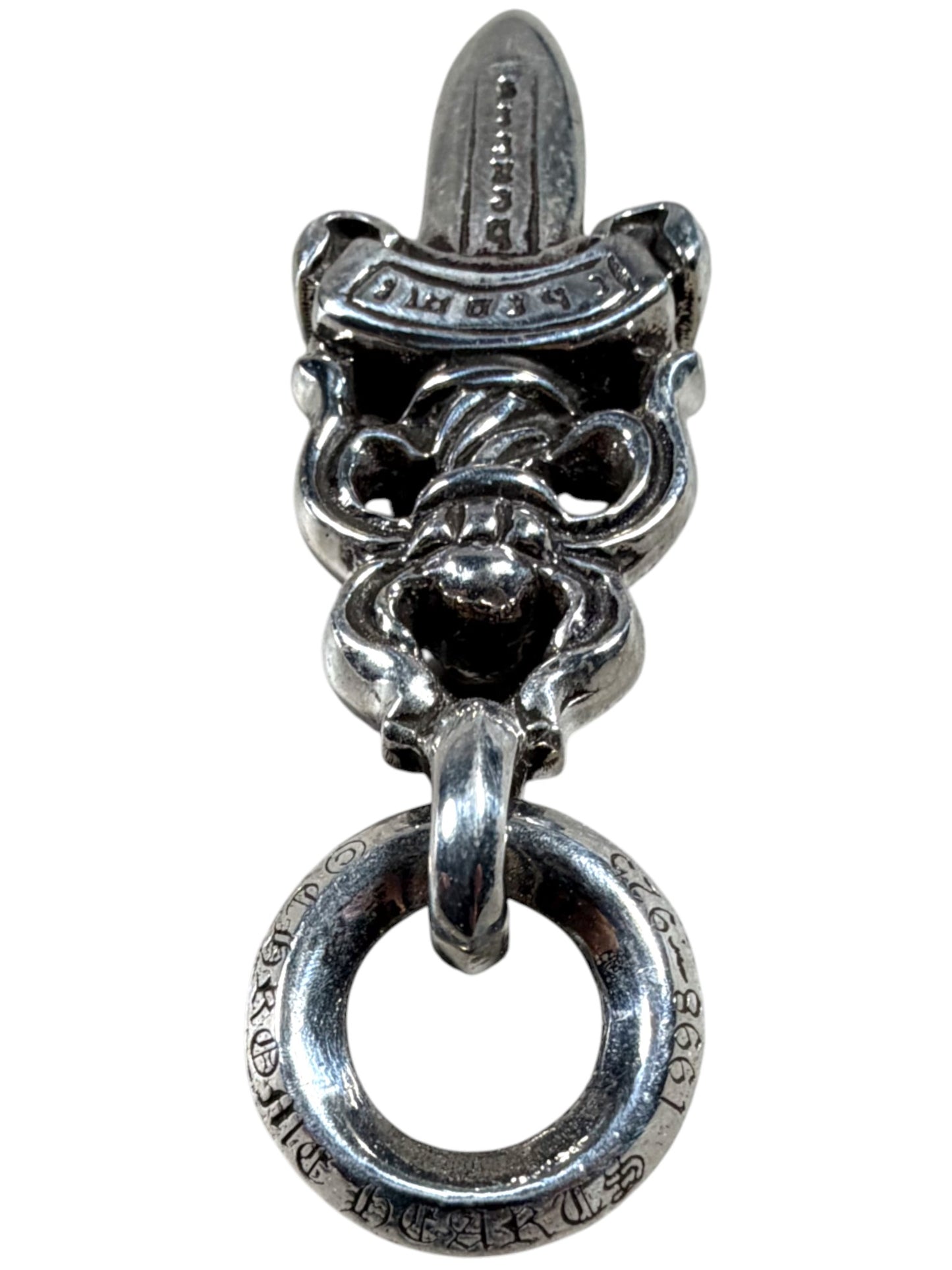 Dagger Pendant Silver Pave Diamond