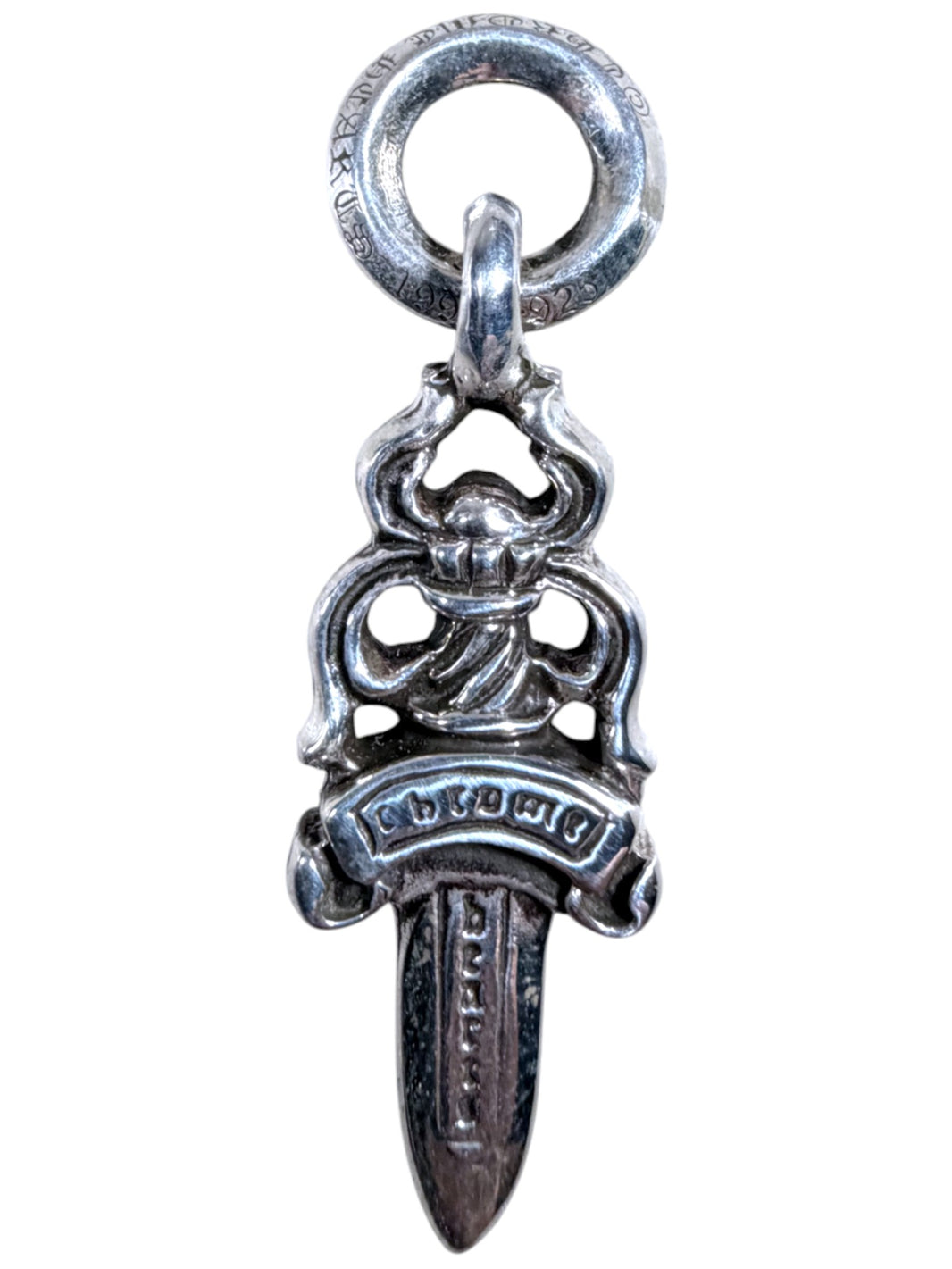 Chrome Hearts Dagger Pendant Silver Pave Diamond Sterling Silver Hardware