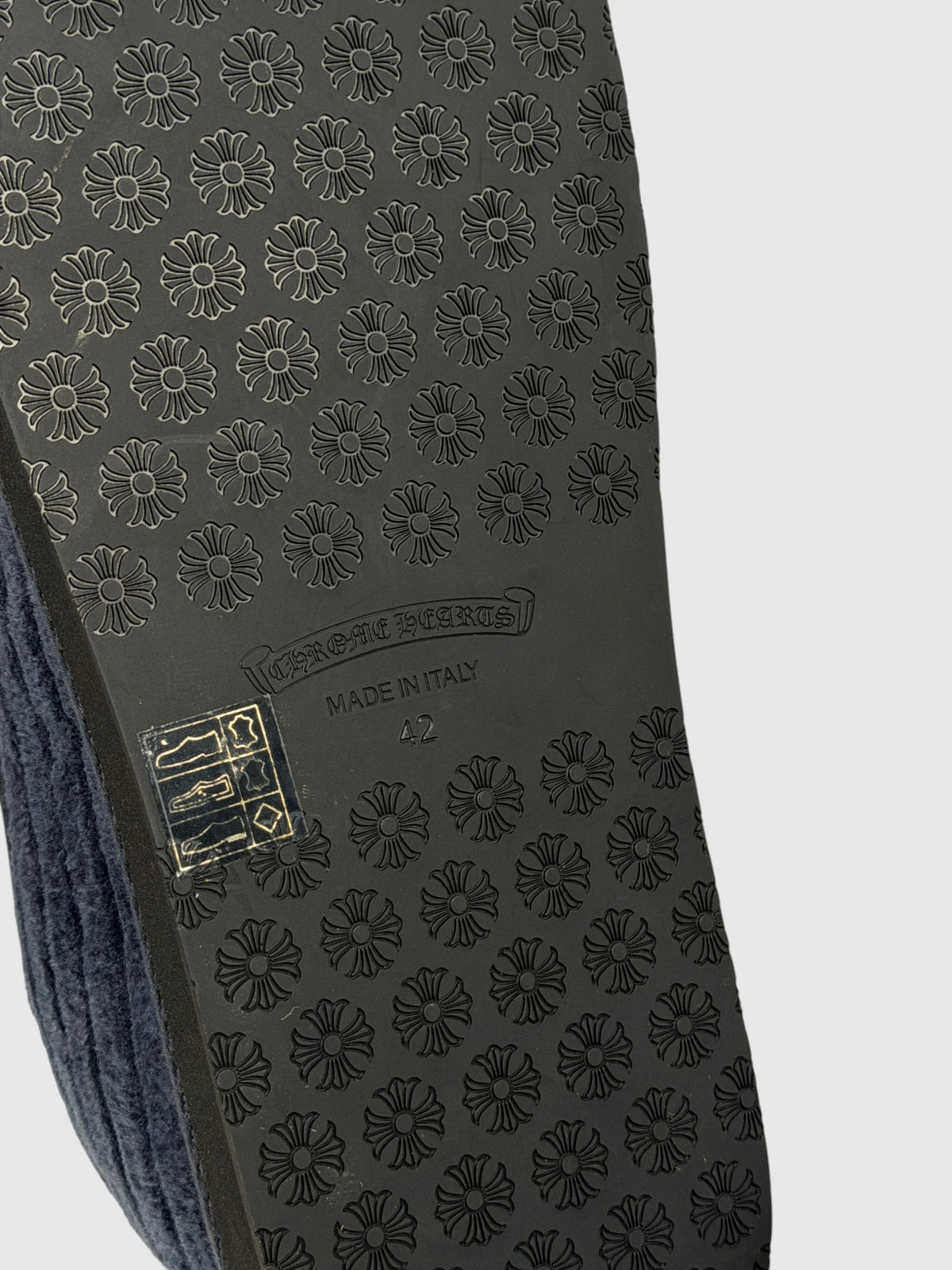 Cross Pattern Rubber Sole Chrome Hearts Navy Dagger Slippers Made in Italy