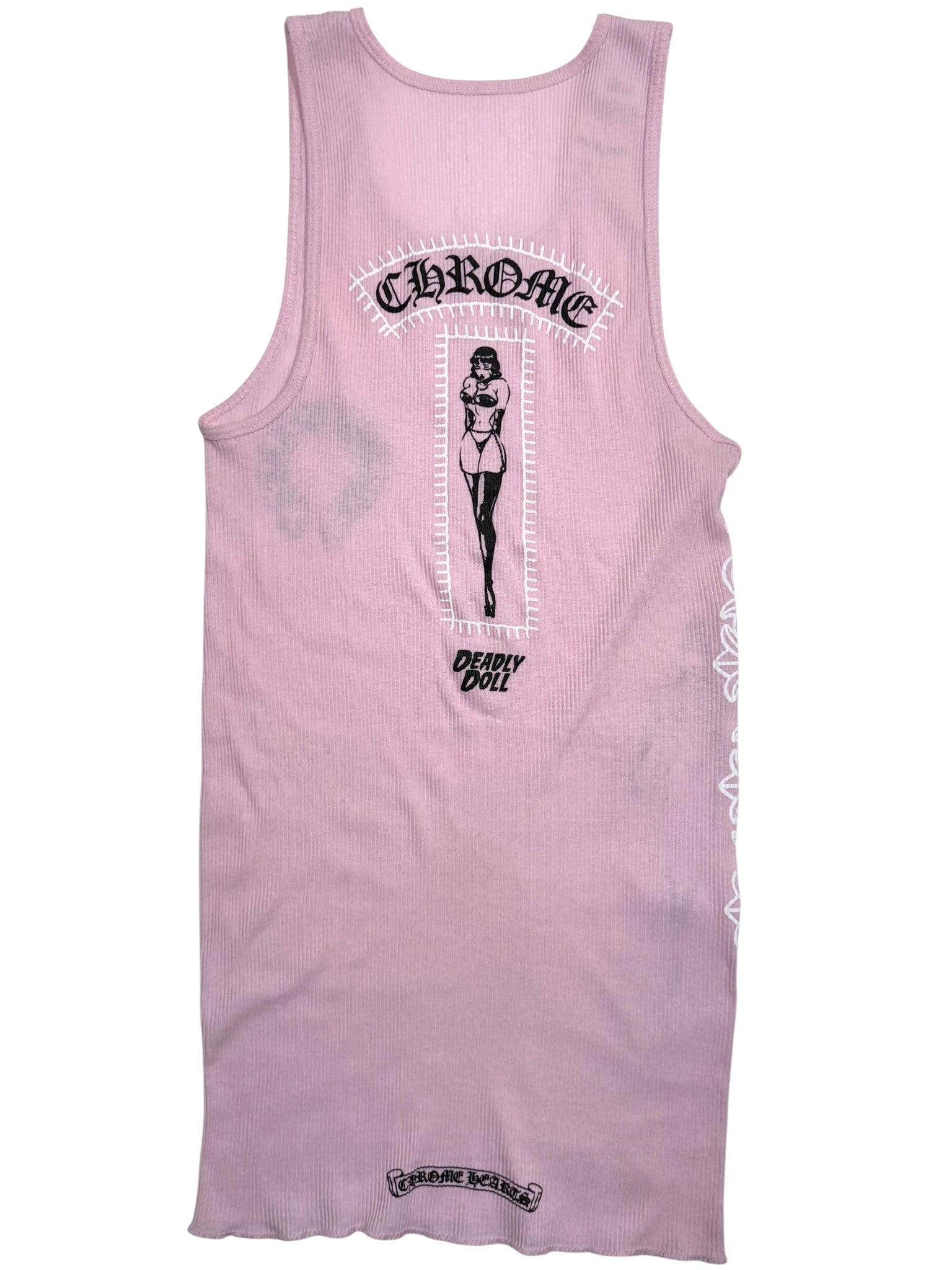 Chrome Hearts Pink Deadly Doll Tank Top Sterling Silver Hardware