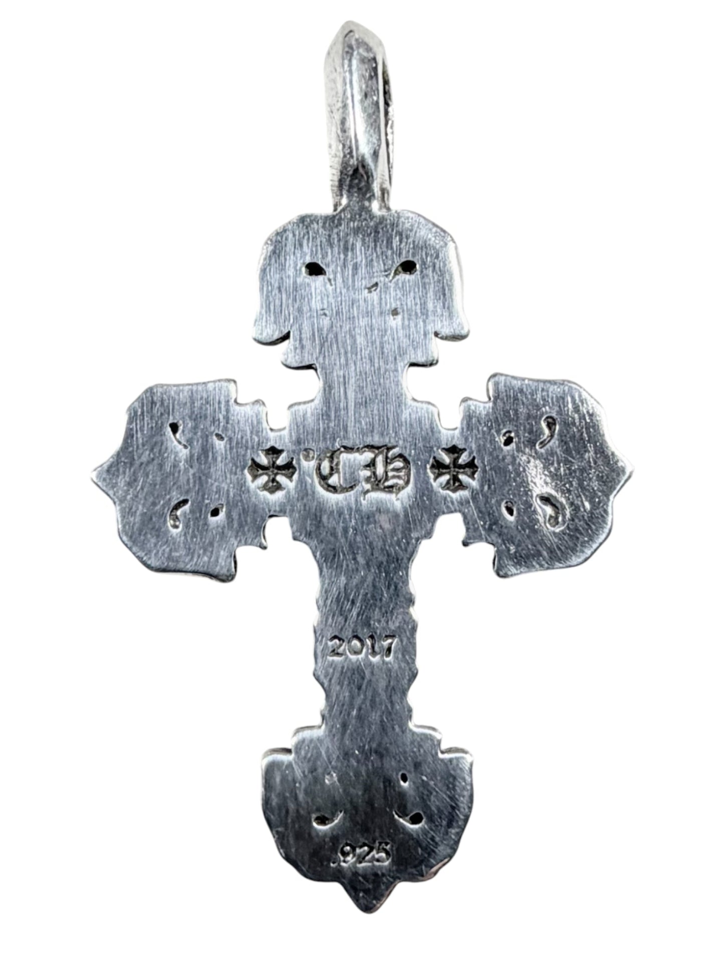 Chrome Hearts Tiny Filigree Cross Charm Silver Center Diamond Verified YP Collective