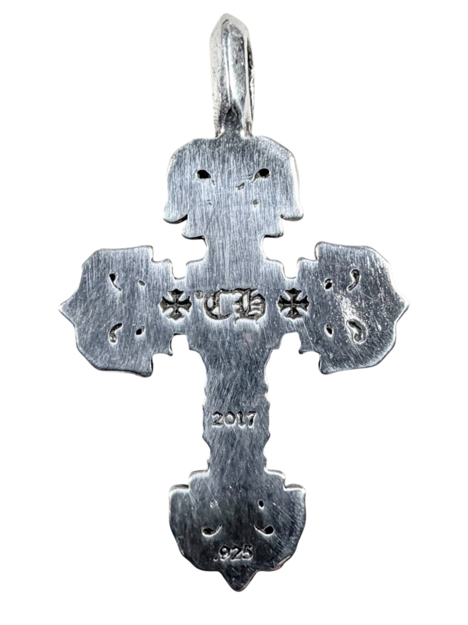 Chrome Hearts Tiny Filigree Cross Charm Silver Center Diamond Verified YP Collective