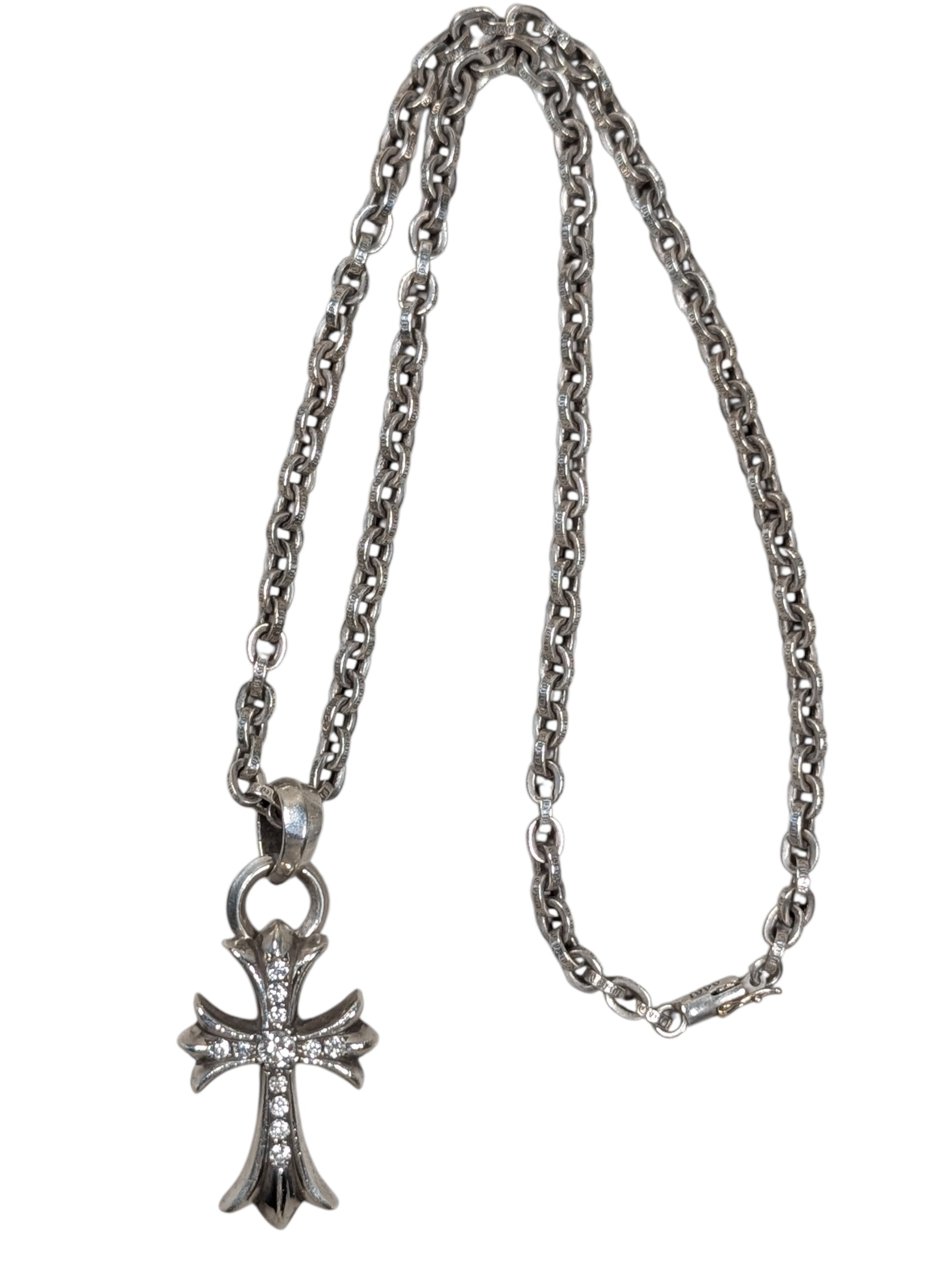 Chrome Hearts Pave Diamond Small Cross Pendant Authenticated Designer