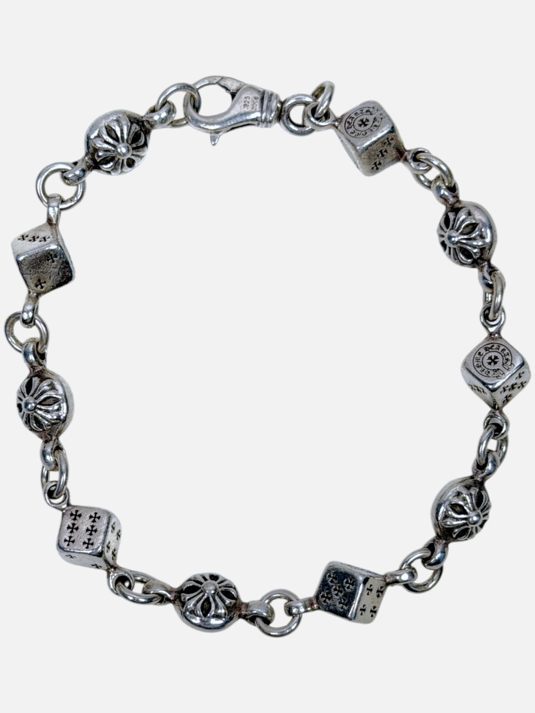 Chrome Hearts Dice Cross Ball Bracelet .925 Silver 10 Links