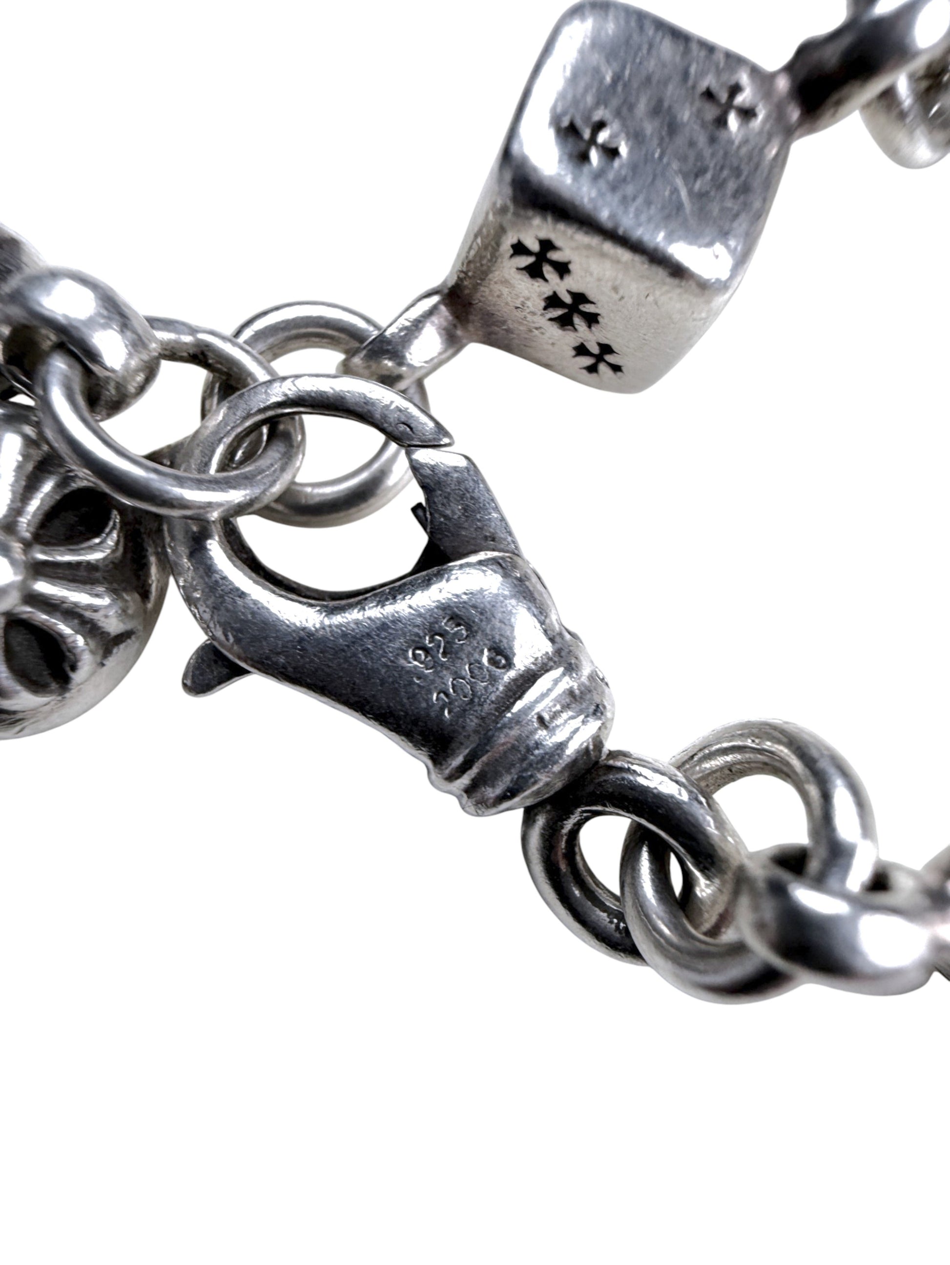 Signature CH Lobster Clasp on Chrome Hearts Silver Bracelet