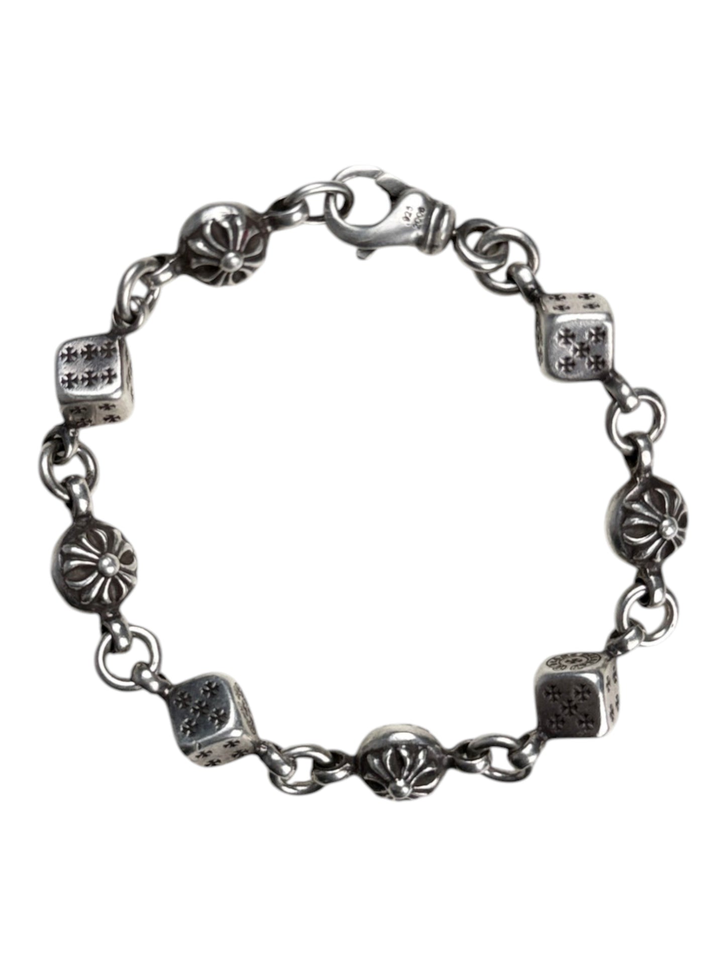 Chrome Hearts Dice Cross Ball Bracelet .925 Sterling Silver
