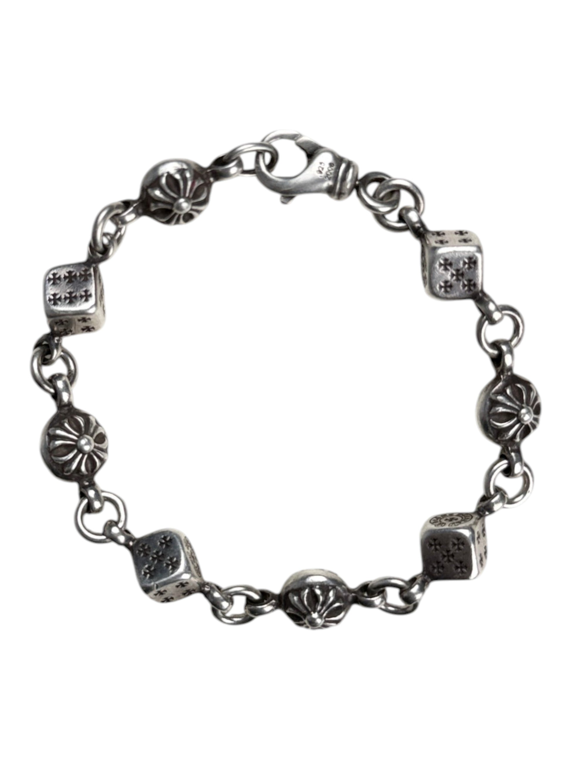 Chrome Hearts Dice Cross Ball Bracelet .925 Sterling Silver