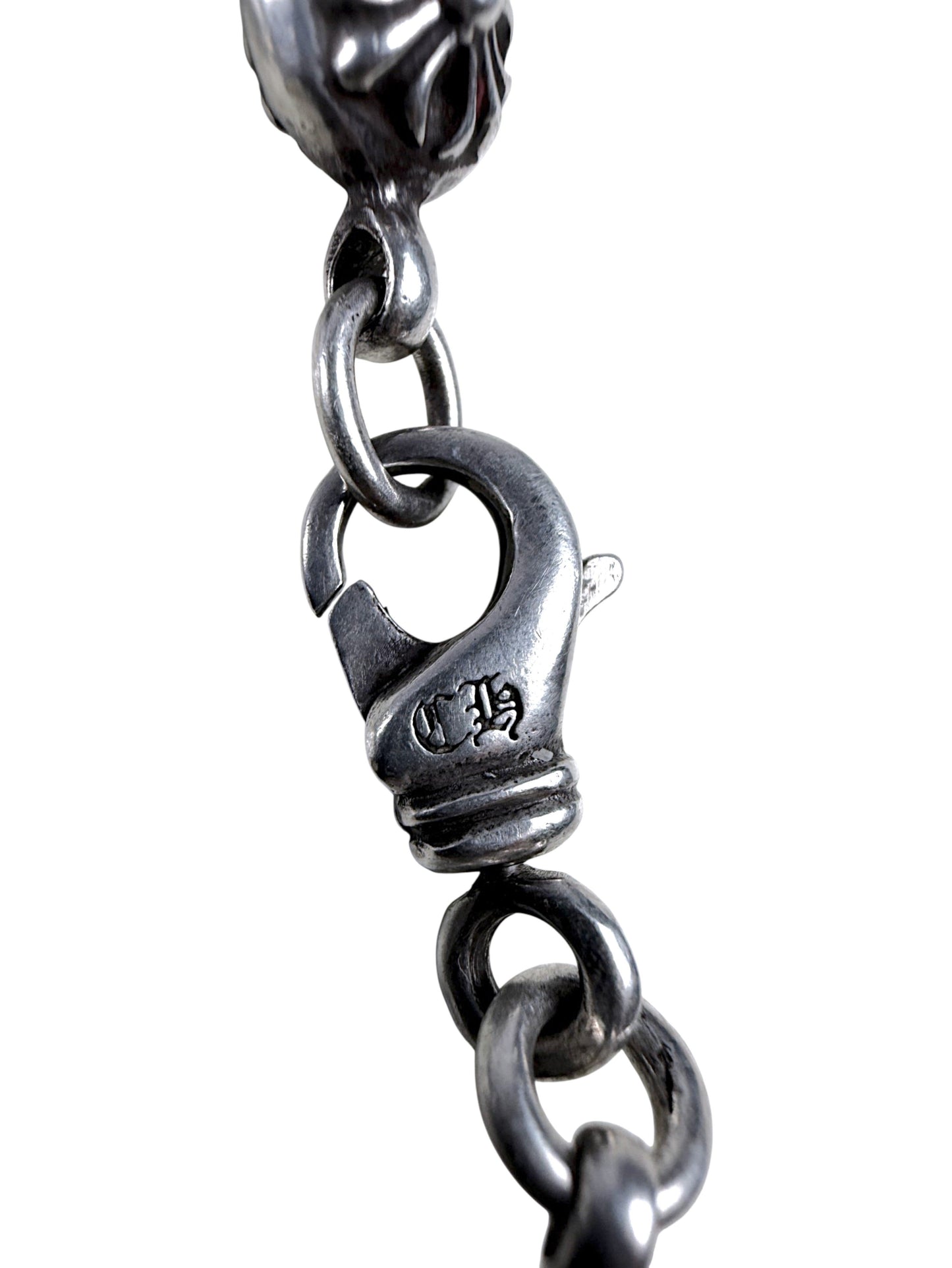 Chrome Hearts CH Stamped Lobster Clasp Silver Bracelet