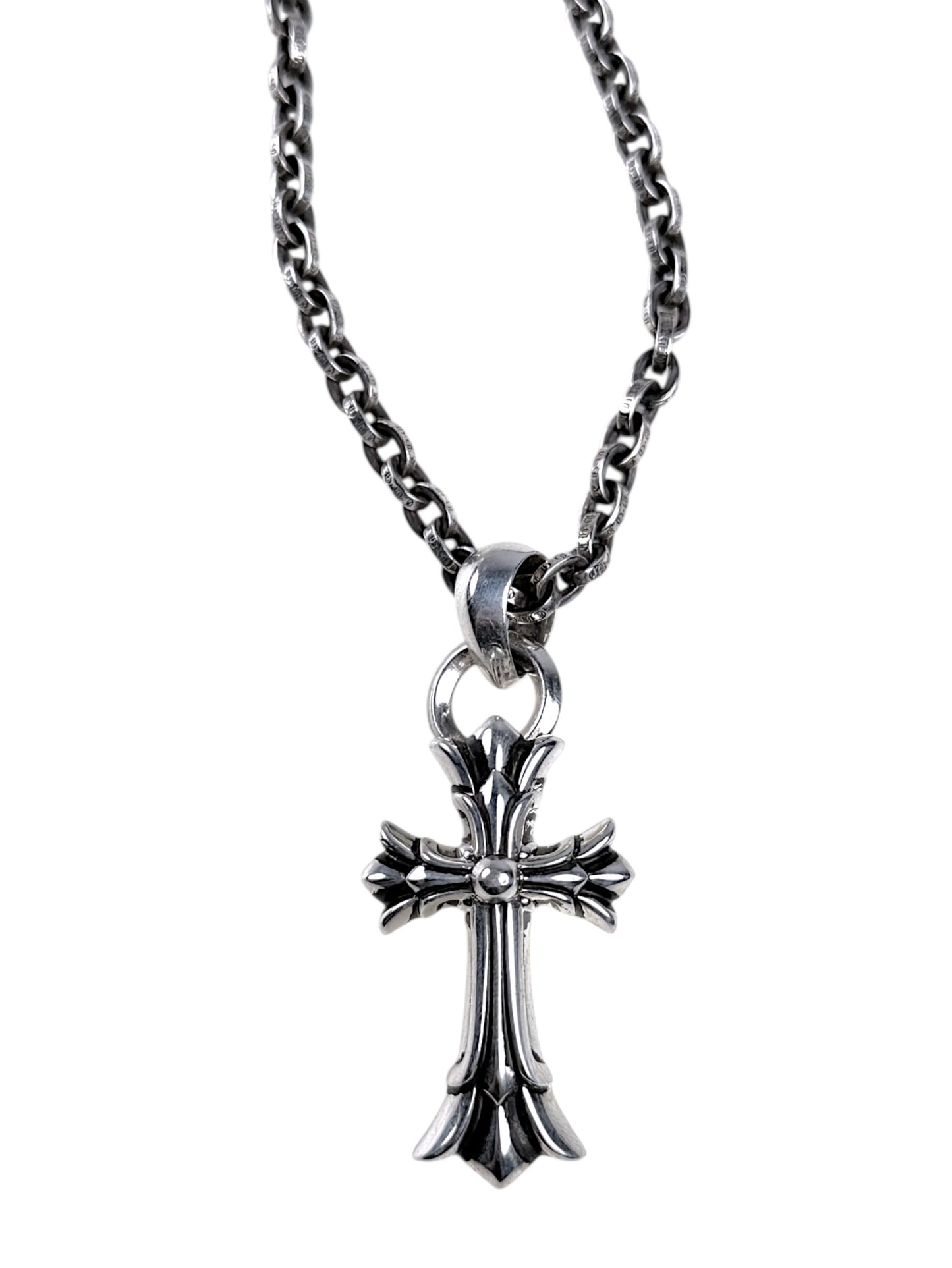 Chrome Hearts Double Cross Pendant on Sterling Silver Chain